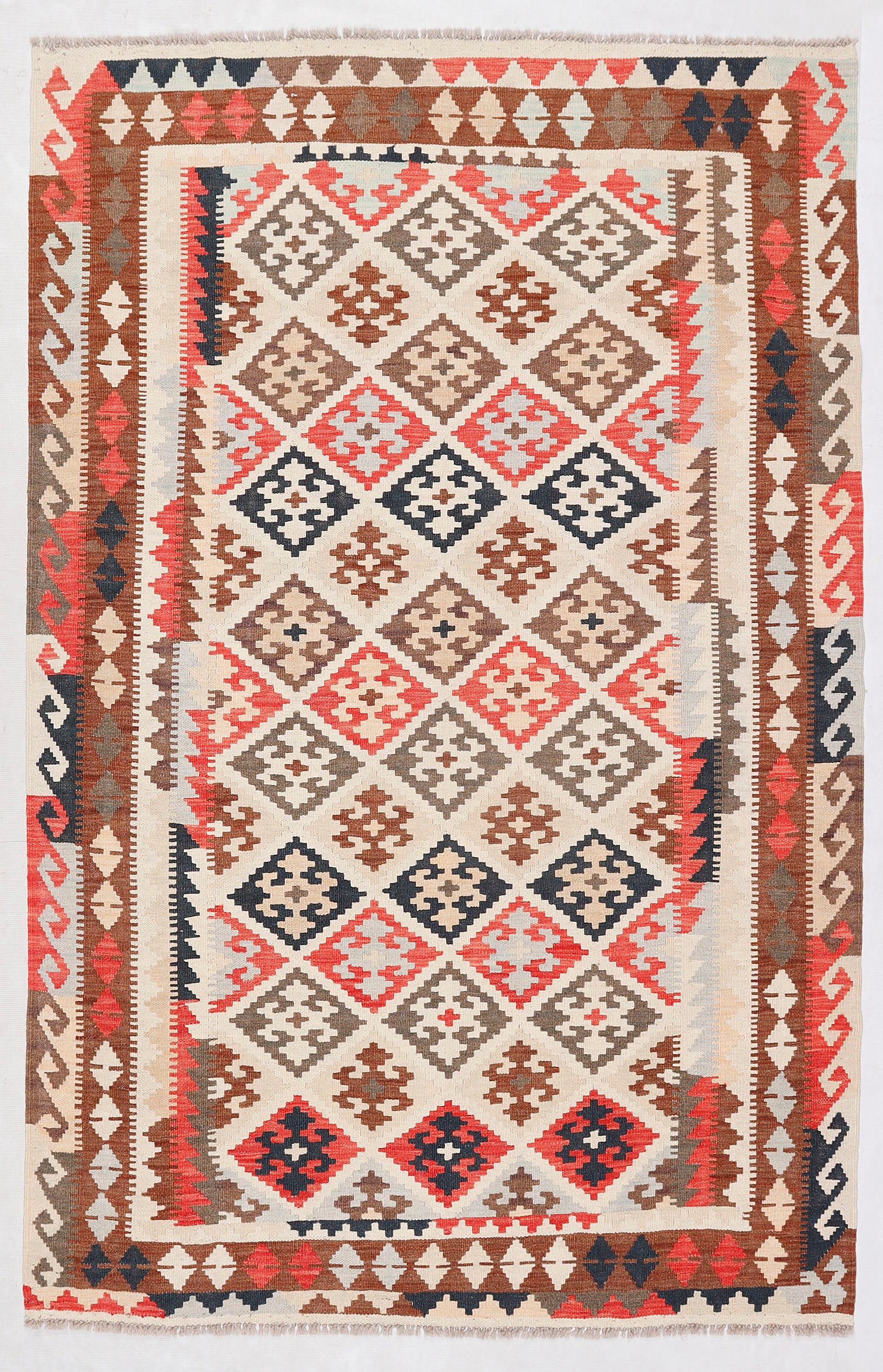 5' 6" X 8' Multy Handmade Veggie Dye Kilim Rug Rectangular