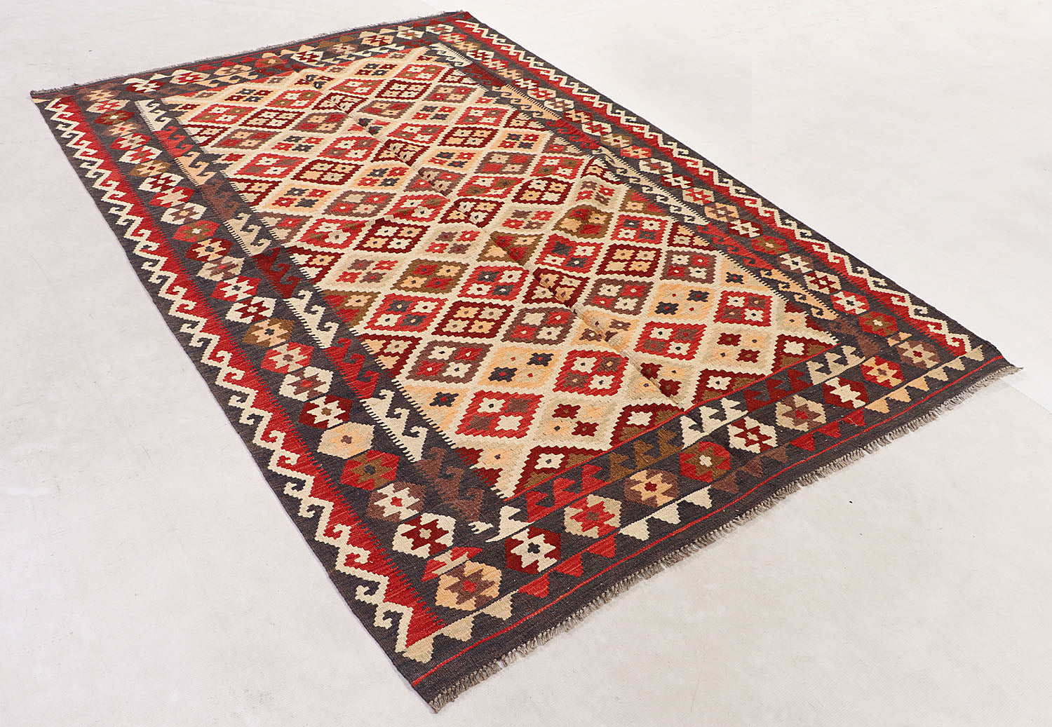 5' 6" X 8' Multy Handmade Veggie Dye Kilim Rug Rectangular