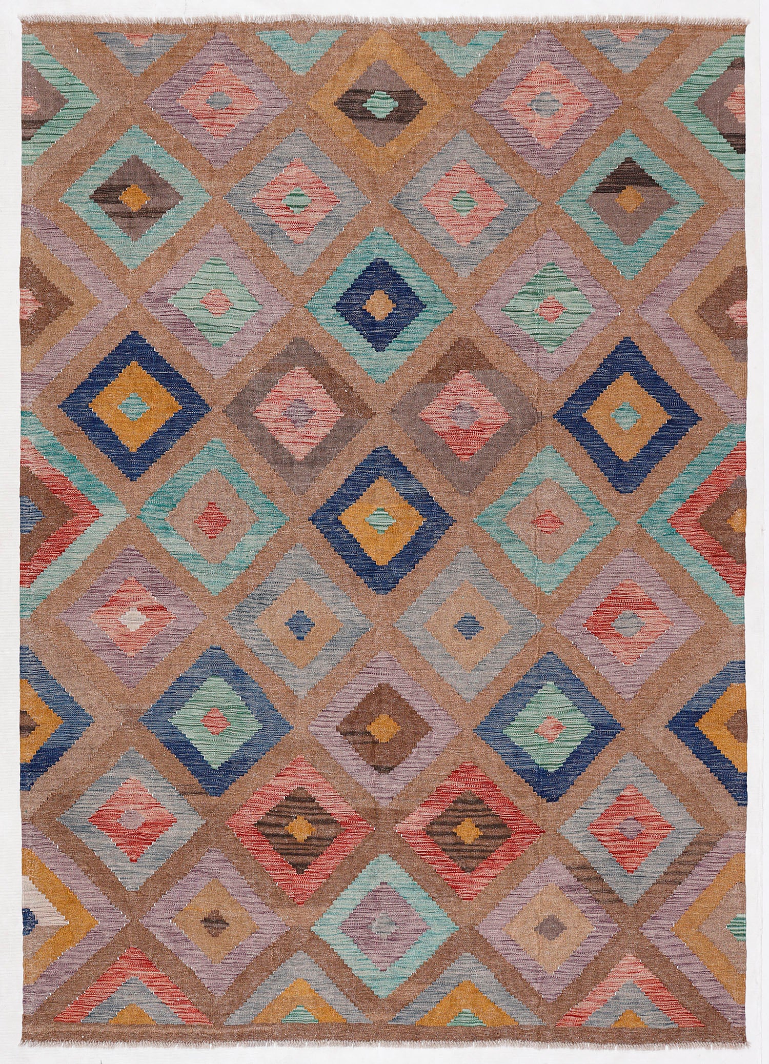 5' 6" X 8' Multy Handmade Veggie Dye Kilim Rug Rectangular