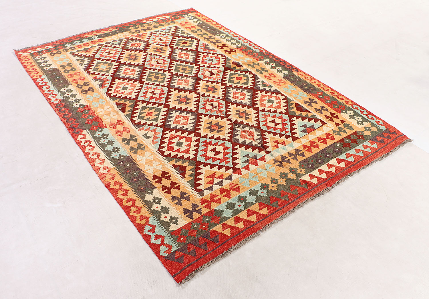 5' 6" X 8' Multy Handmade Veggie Dye Kilim Rug Rectangular