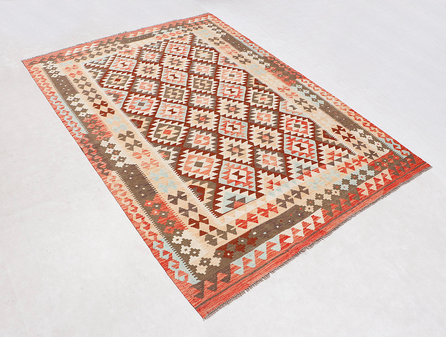 5' 6" X 8' Multy Handmade Veggie Dye Kilim Rug Rectangular
