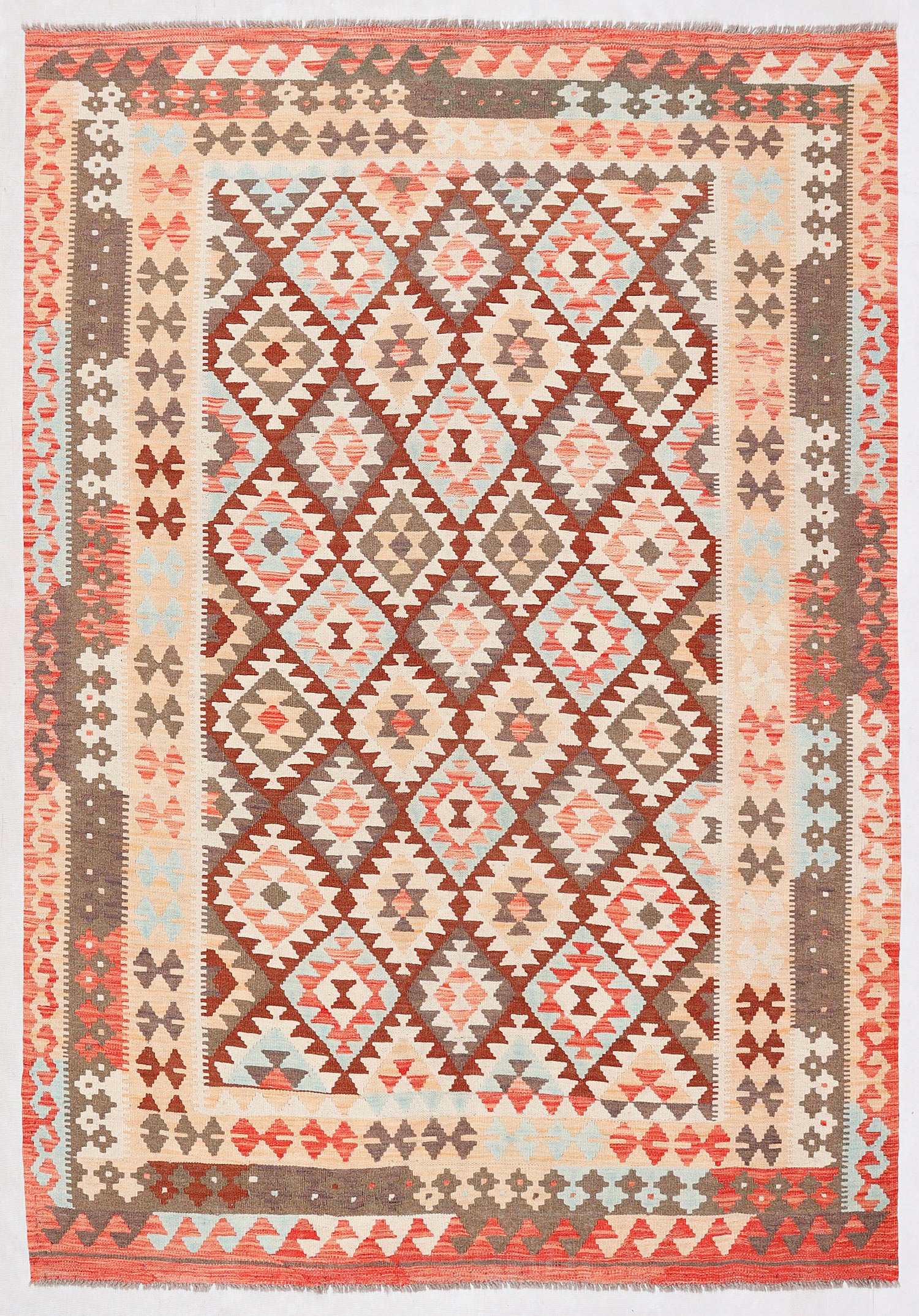 5' 6" X 8' Multy Handmade Veggie Dye Kilim Rug Rectangular