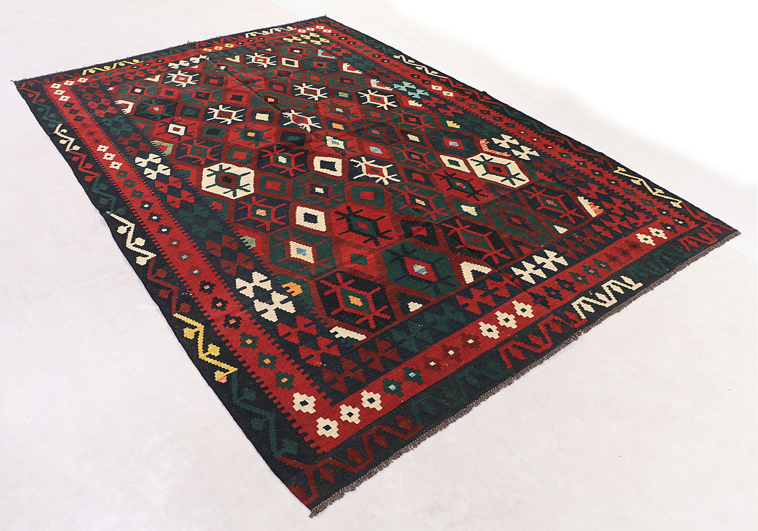 6' 6"X 10' Multy Handmade Veggie Dye Kilim Rug Rectangular