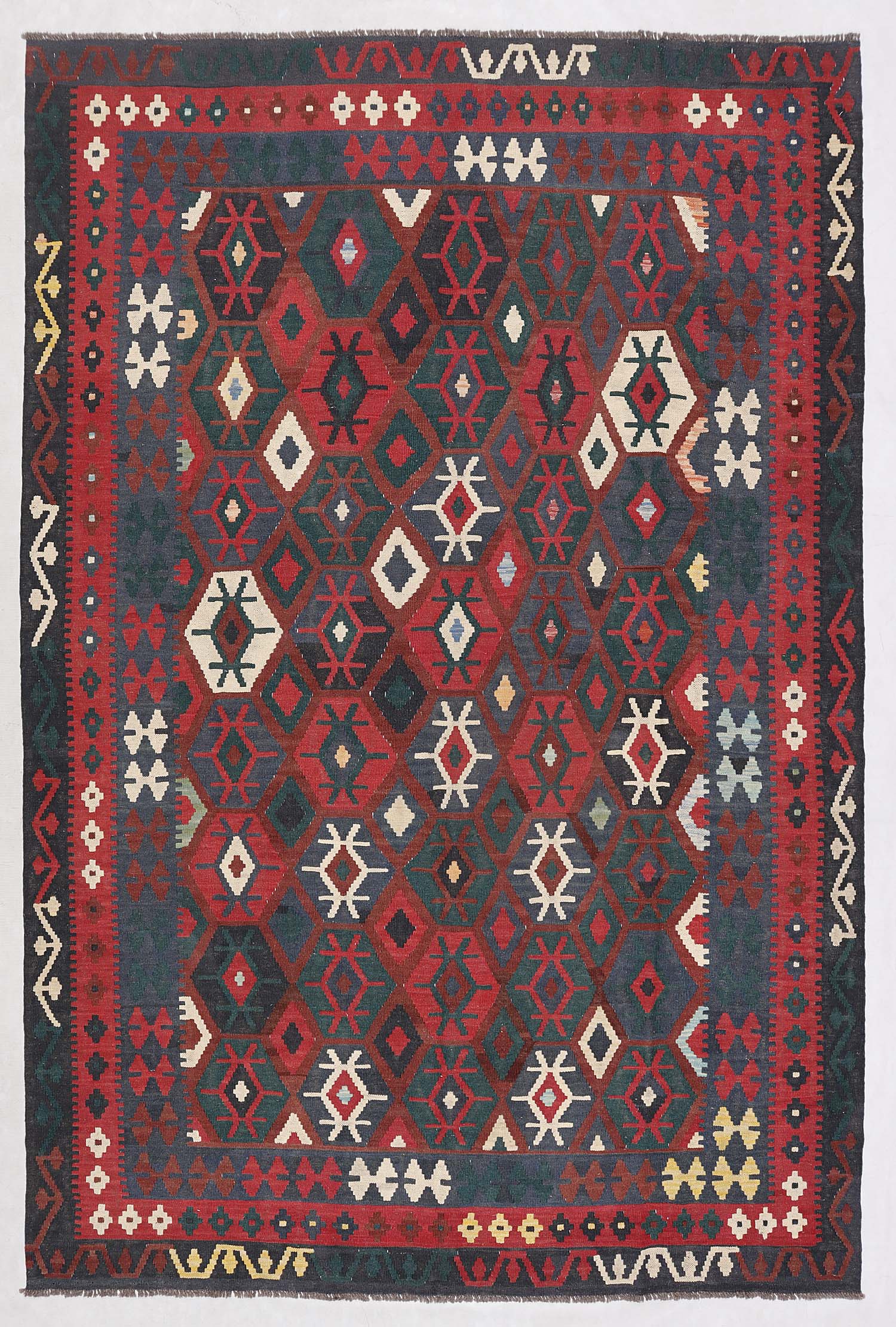 6' 6"X 10' Multy Handmade Veggie Dye Kilim Rug Rectangular