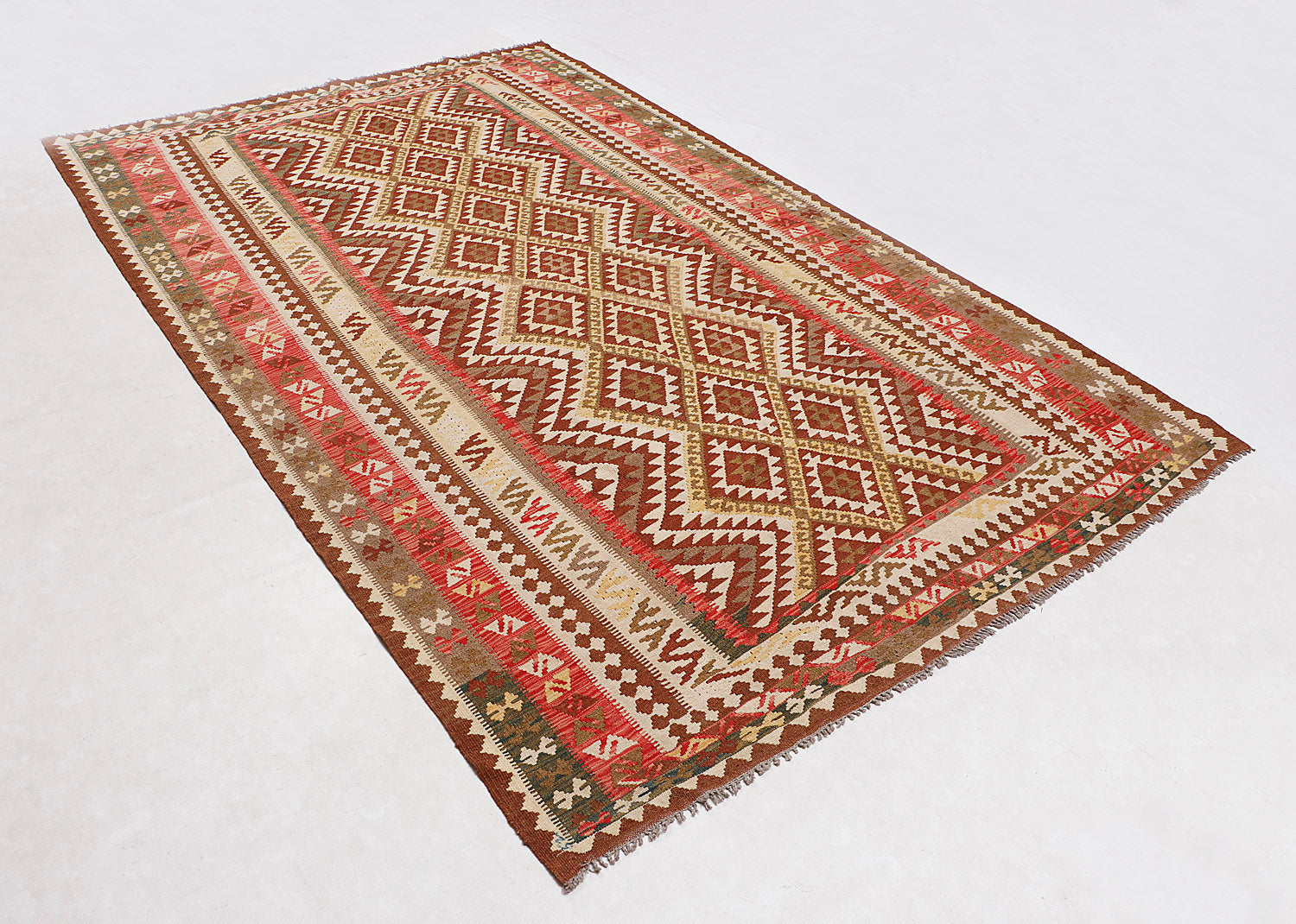 6' 6"X 10' Multy Handmade Veggie Dye Kilim Rug Rectangular