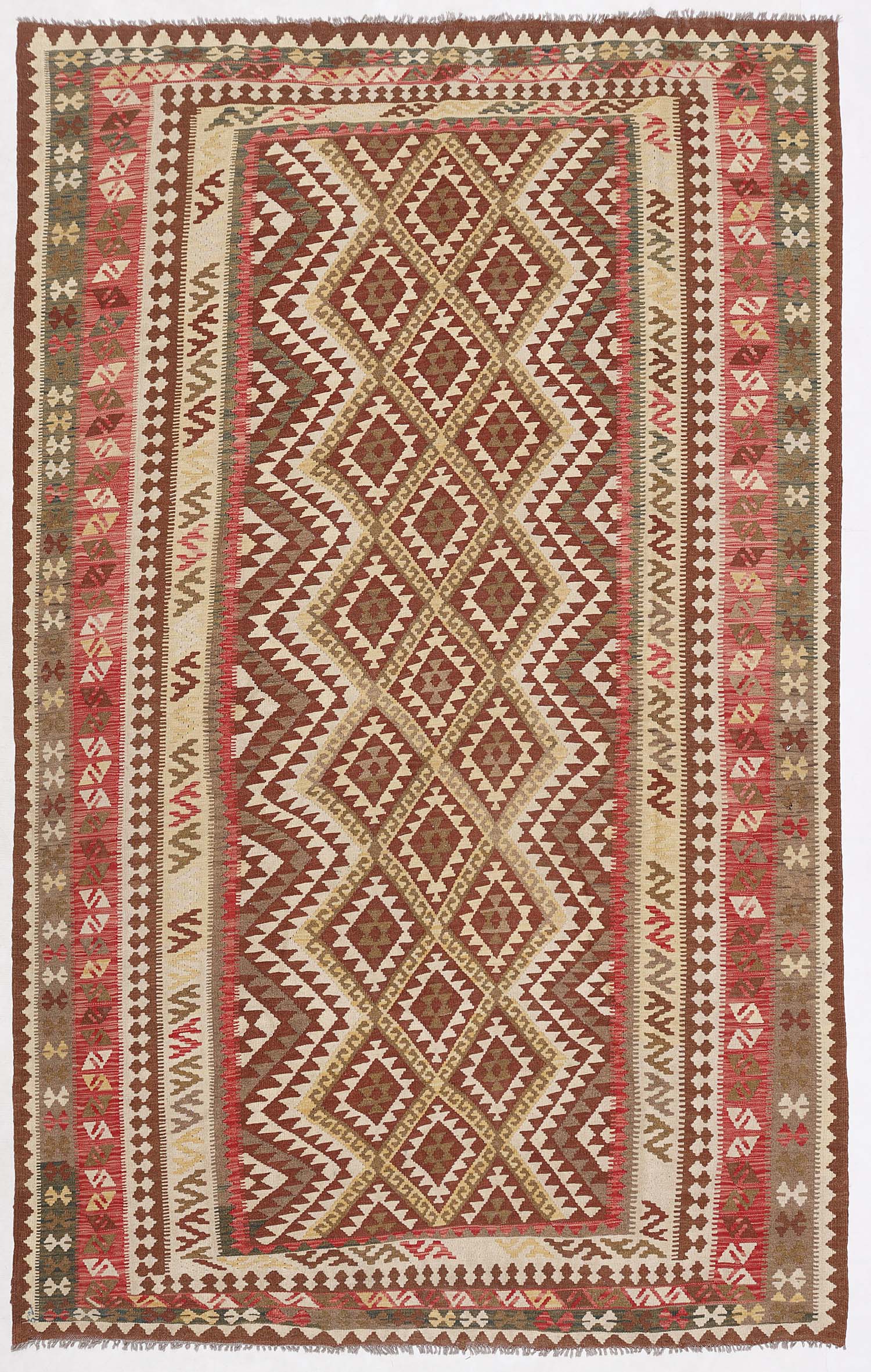6' 6"X 10' Multy Handmade Veggie Dye Kilim Rug Rectangular