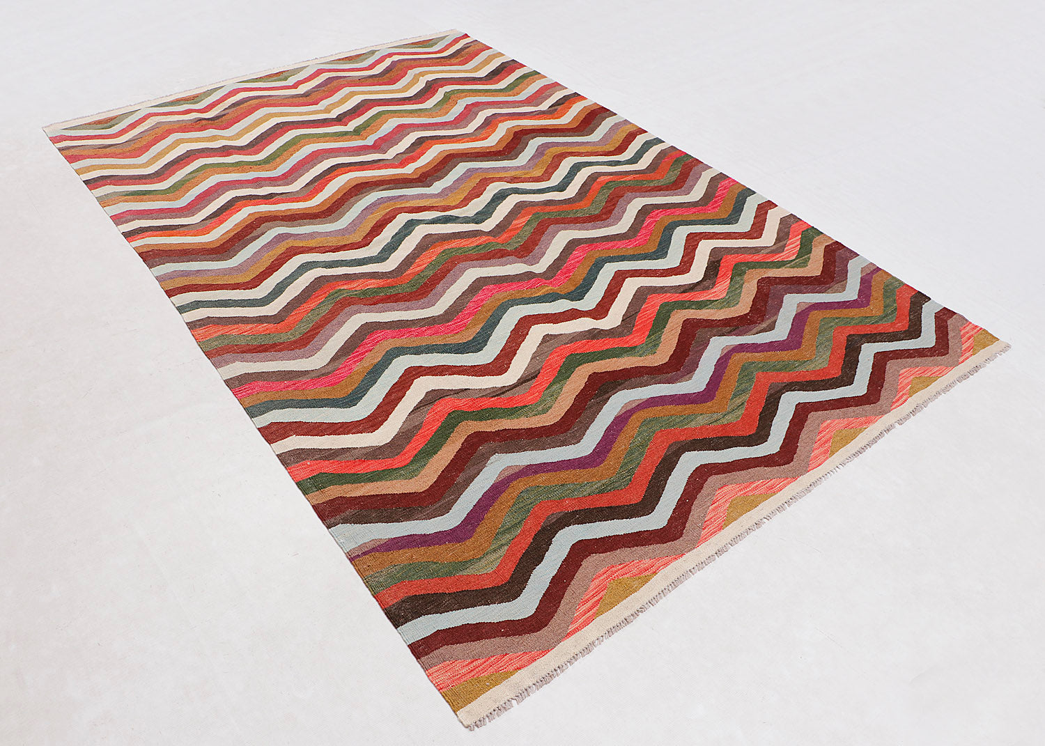 6' 6"X 10' Multy Handmade Veggie Dye Kilim Rug Rectangular