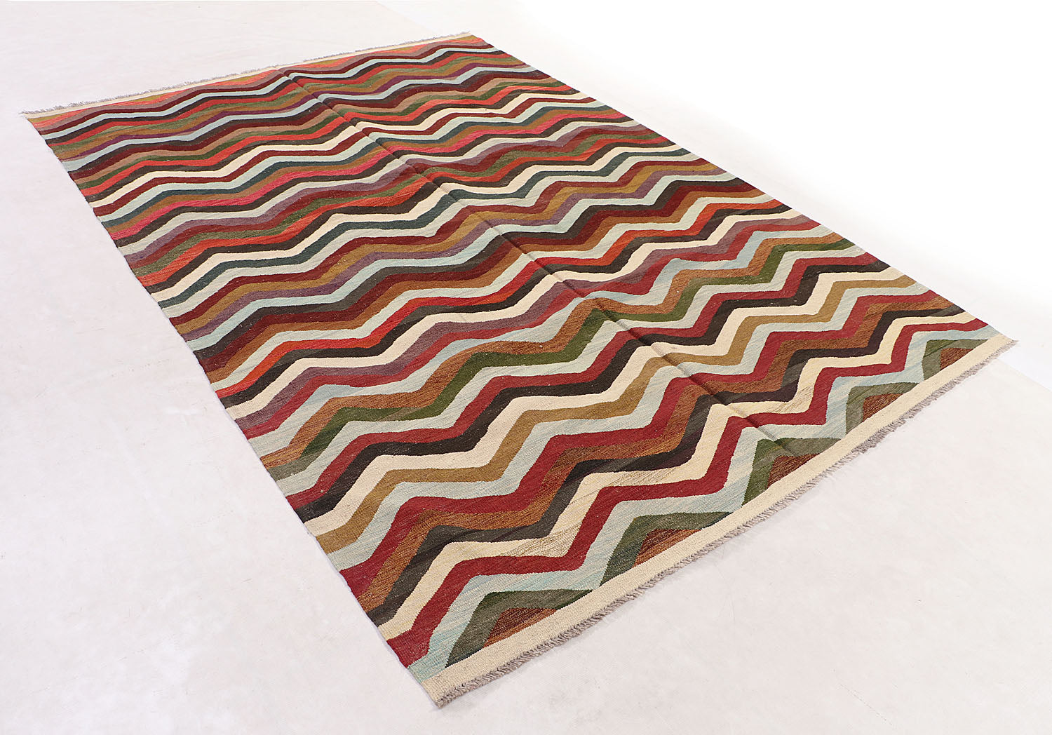 6' 6"X 10' Multy Handmade Veggie Dye Kilim Rug Rectangular