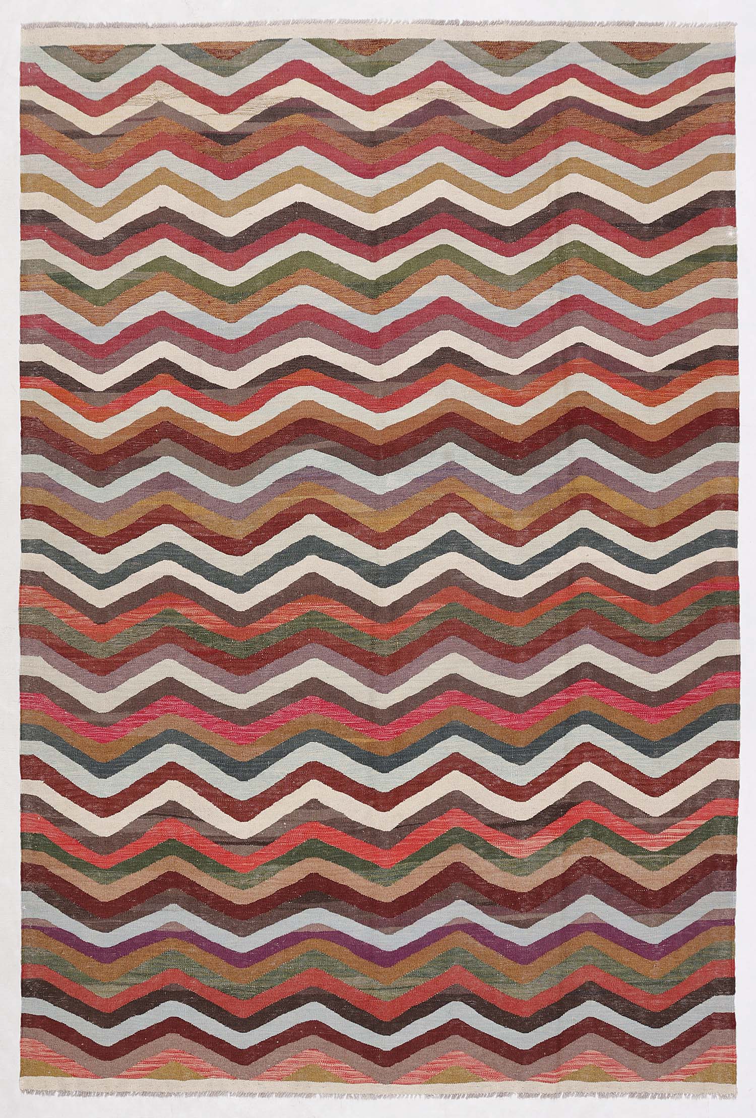 6' 6"X 10' Multy Handmade Veggie Dye Kilim Rug Rectangular