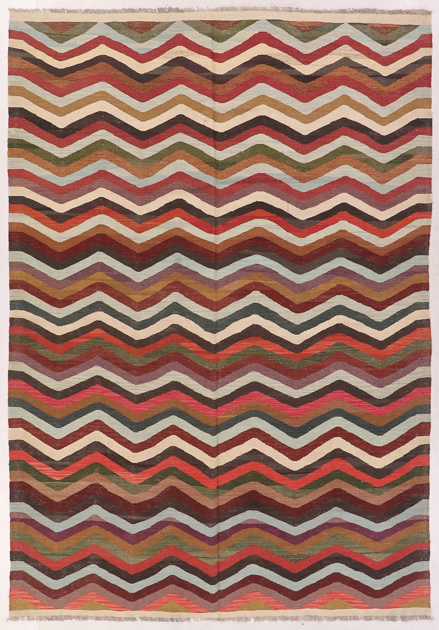 6' 6"X 10' Multy Handmade Veggie Dye Kilim Rug Rectangular
