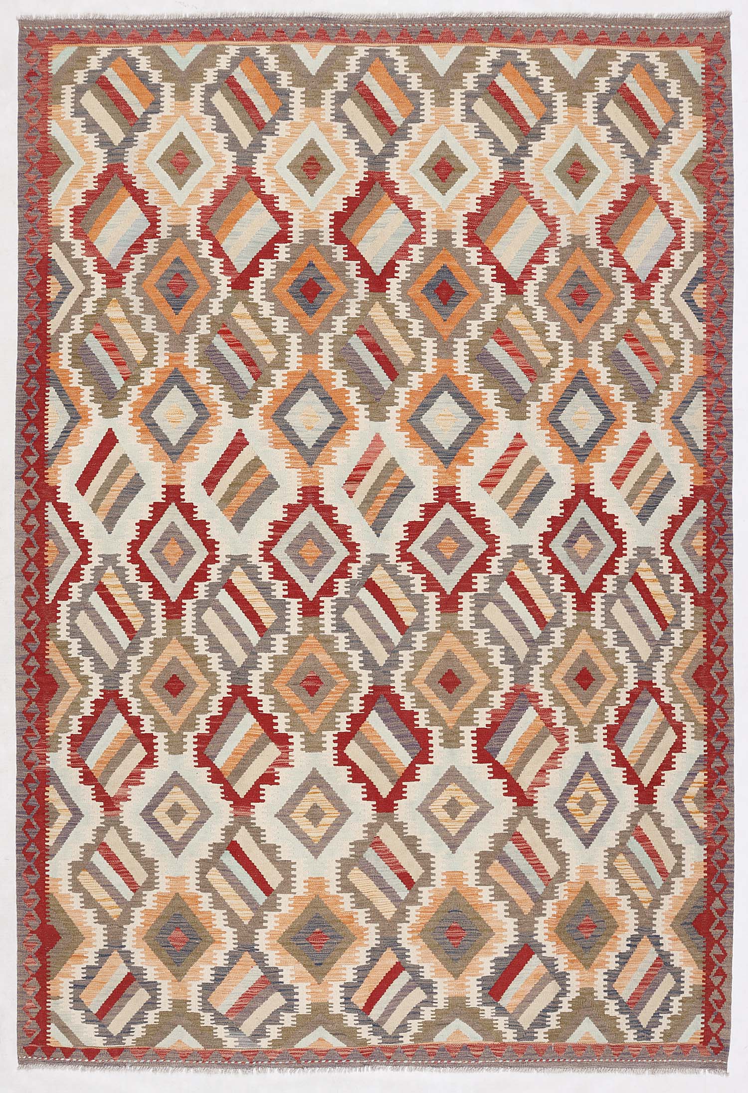 6' 6"X 10' Multy Handmade Veggie Dye Kilim Rug Rectangular
