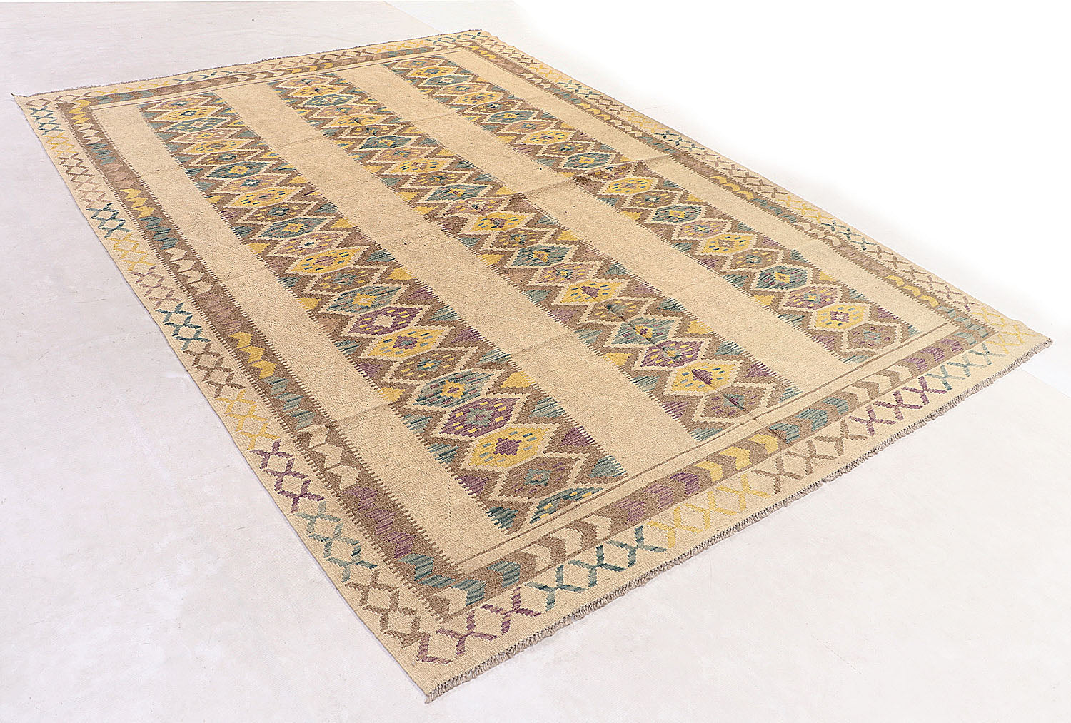 6' 6"X 10' Multy Handmade Veggie Dye Kilim Rug Rectangular