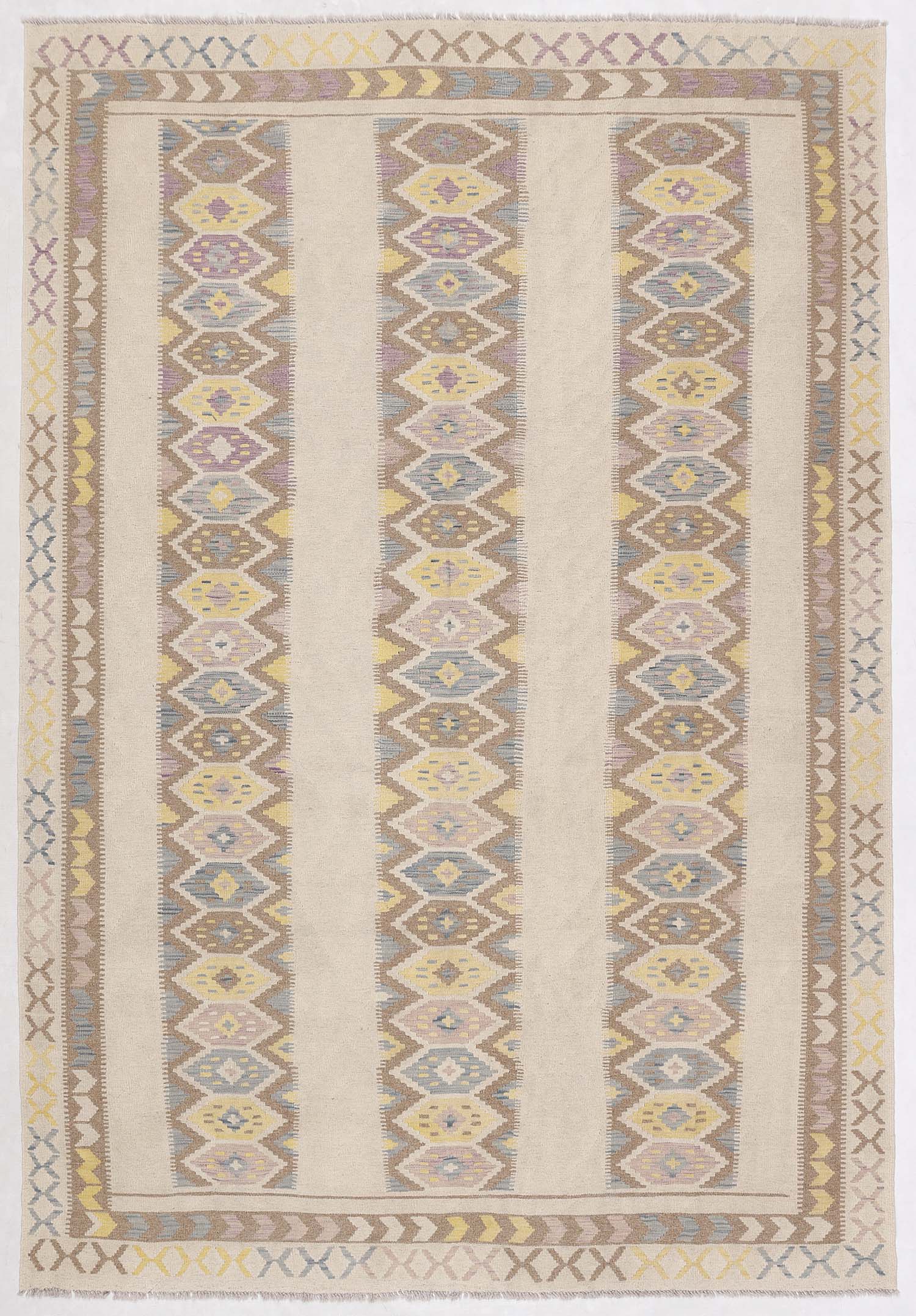 6' 6"X 10' Multy Handmade Veggie Dye Kilim Rug Rectangular