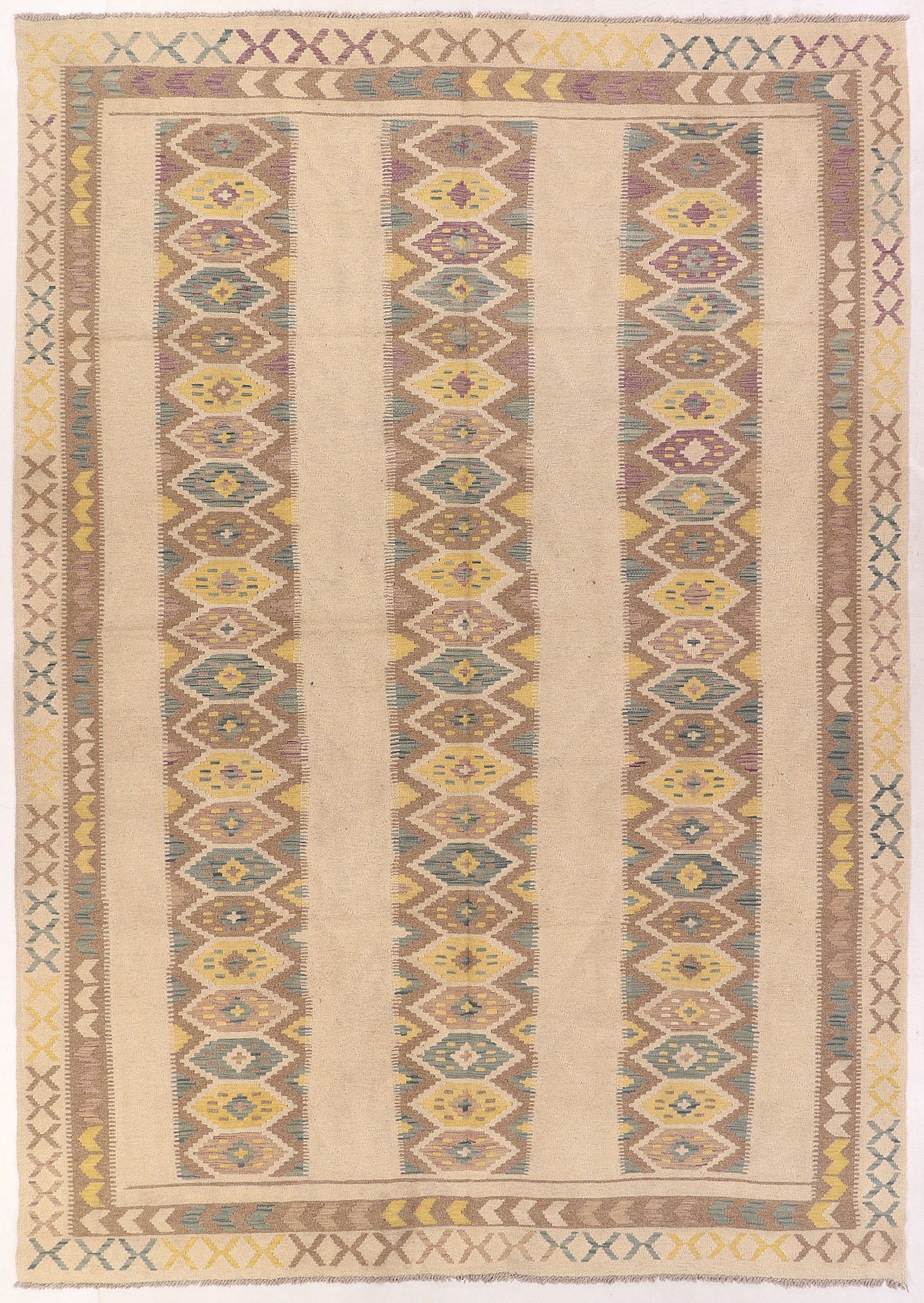 6' 6"X 10' Multy Handmade Veggie Dye Kilim Rug Rectangular