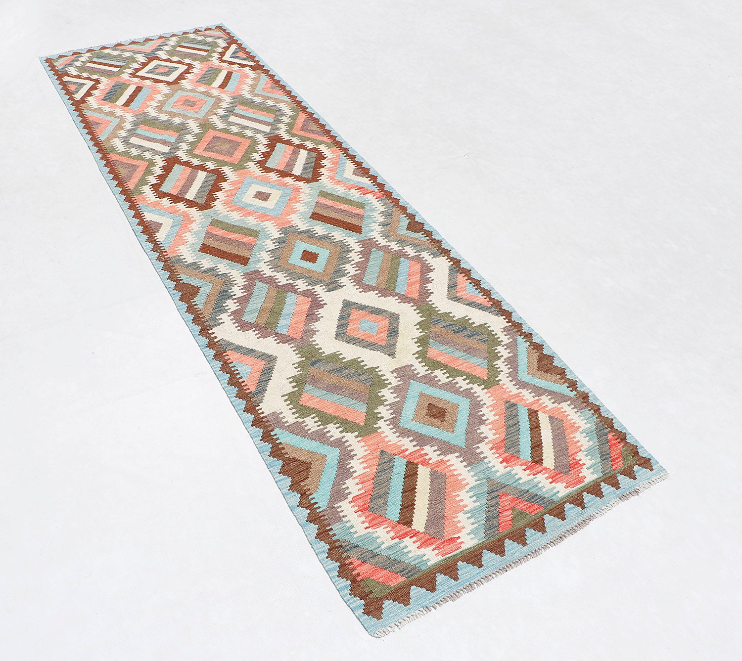 3' X 10' Multy Handmade Veggie Dye Kilim Rug Runner