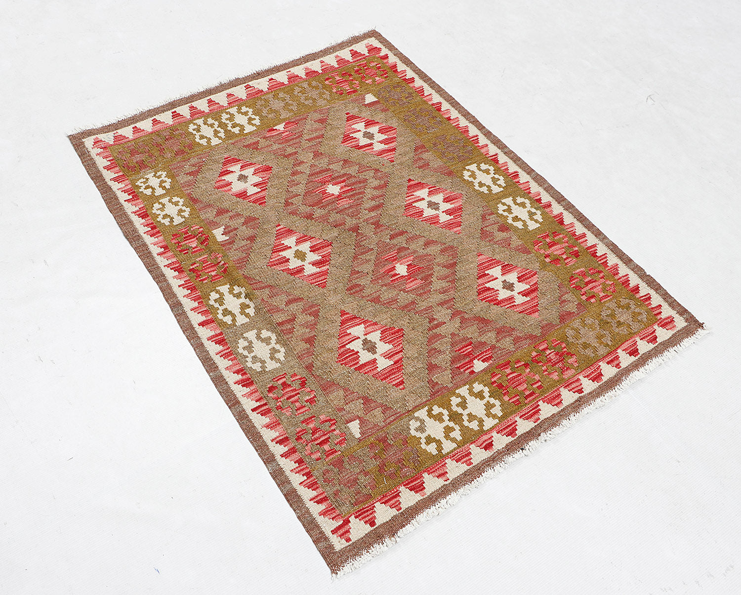 3' 3" X 3' 3'' Multy Handmade Veggie Dye Kilim Rug Square