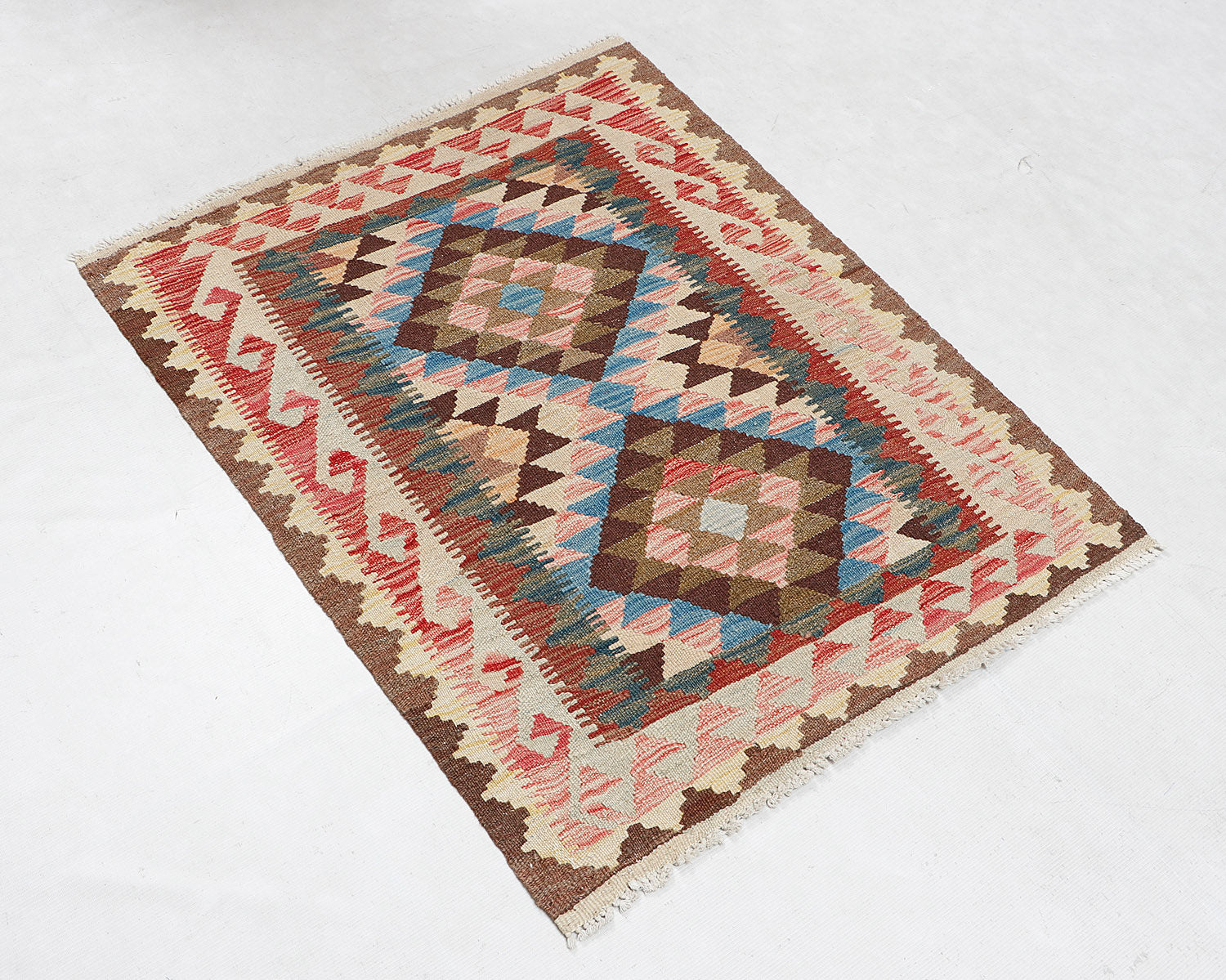 3' 3" X 3' 3'' Multy Handmade Veggie Dye Kilim Rug Square