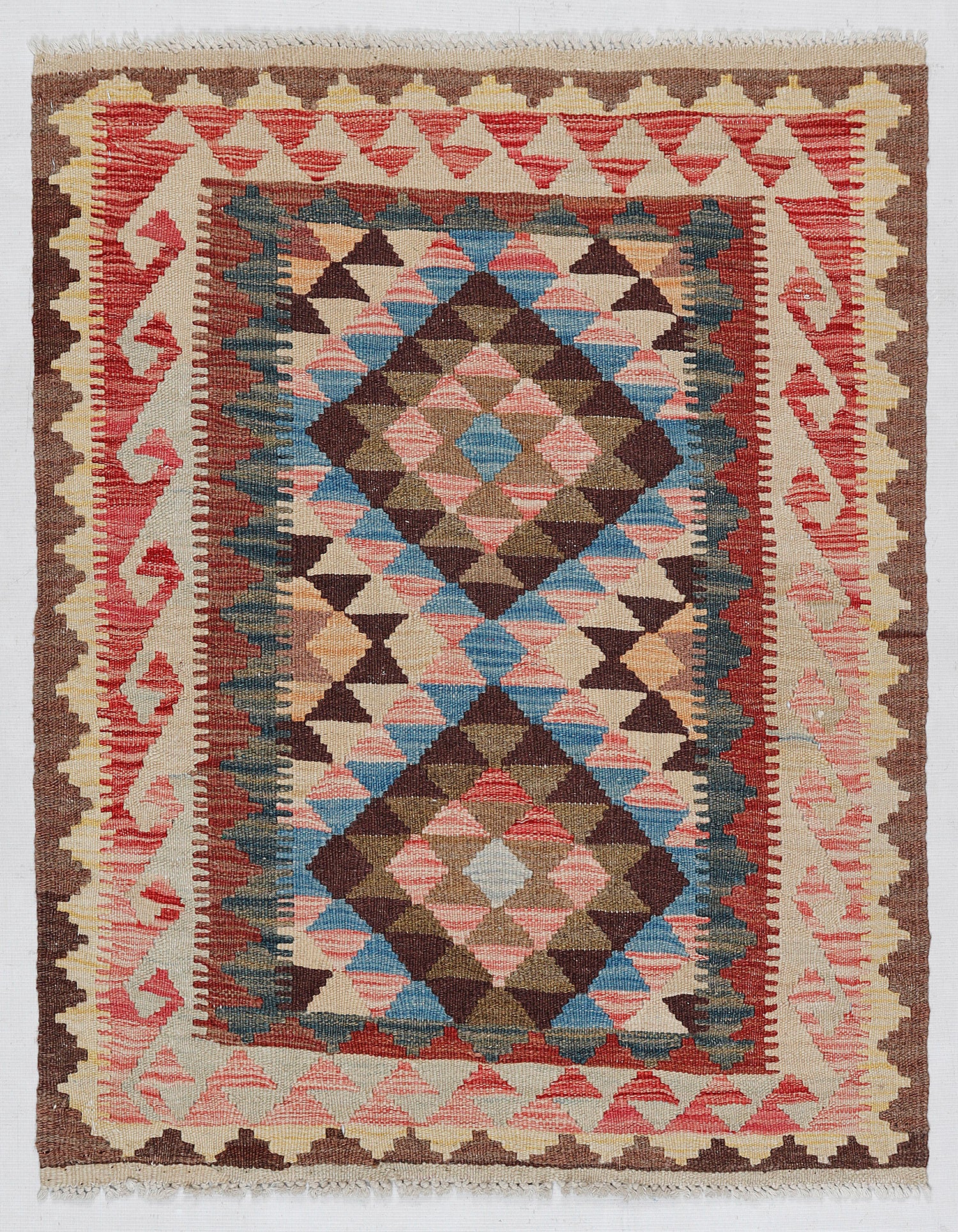 3' 3" X 3' 3'' Multy Handmade Veggie Dye Kilim Rug Square