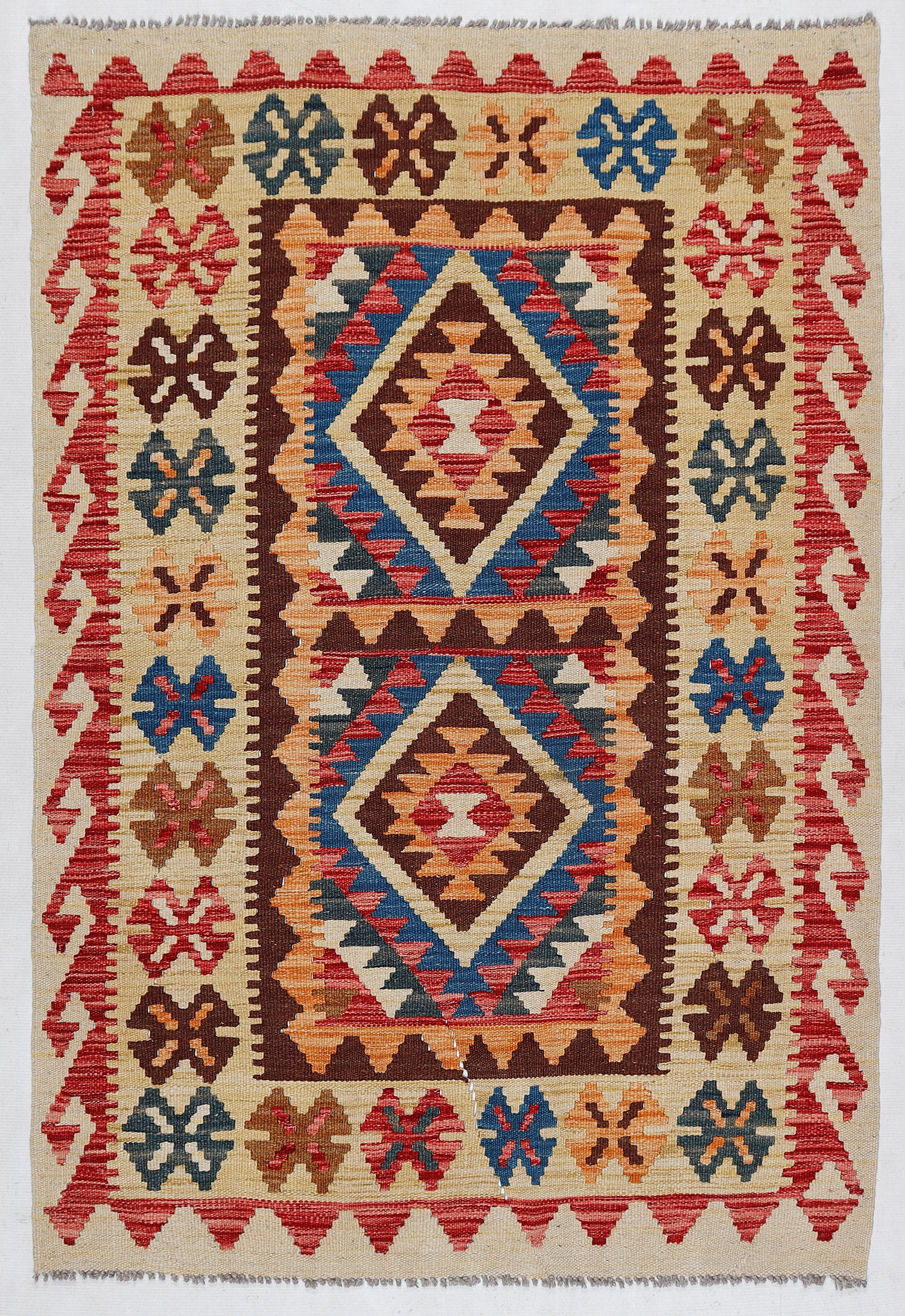 3' X 5' Multy Handmade Veggie Dye Kilim Rug Rectangular