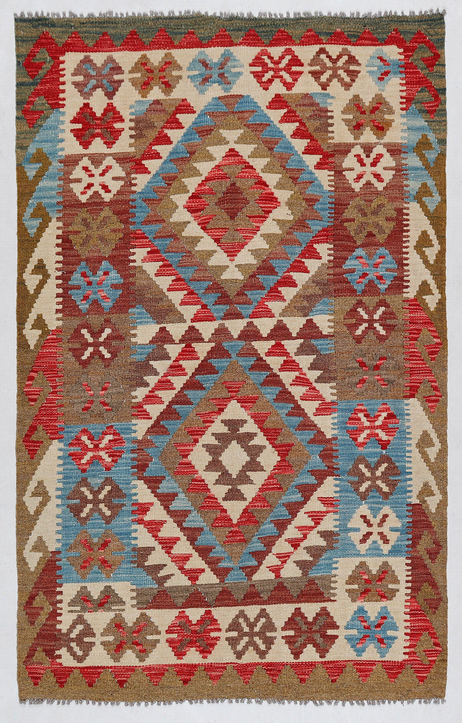 3' X 5' Multy Handmade Veggie Dye Kilim Rug Rectangular