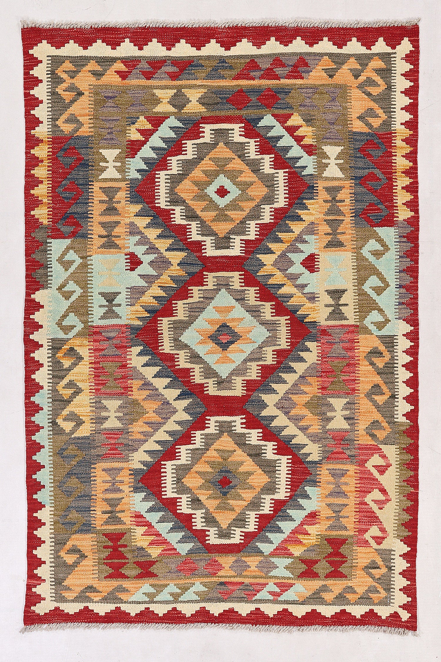 3' X 5' Multy Handmade Veggie Dye Kilim Rug Rectangular