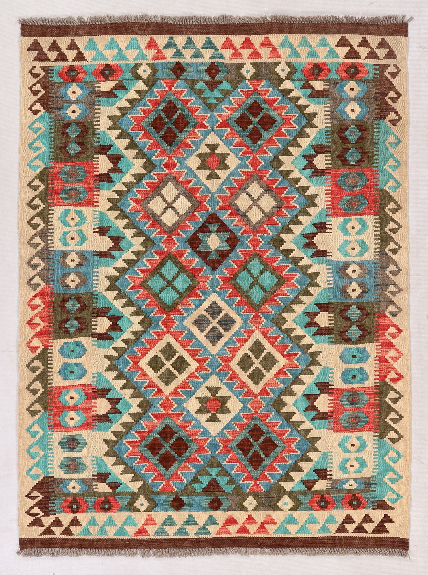 3' X 5' Multy Handmade Veggie Dye Kilim Rug Rectangular