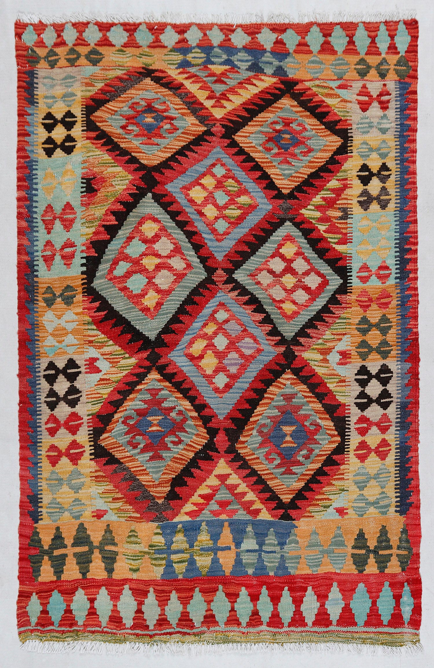 3' X 5' Multy Handmade Veggie Dye Kilim Rug Rectangular