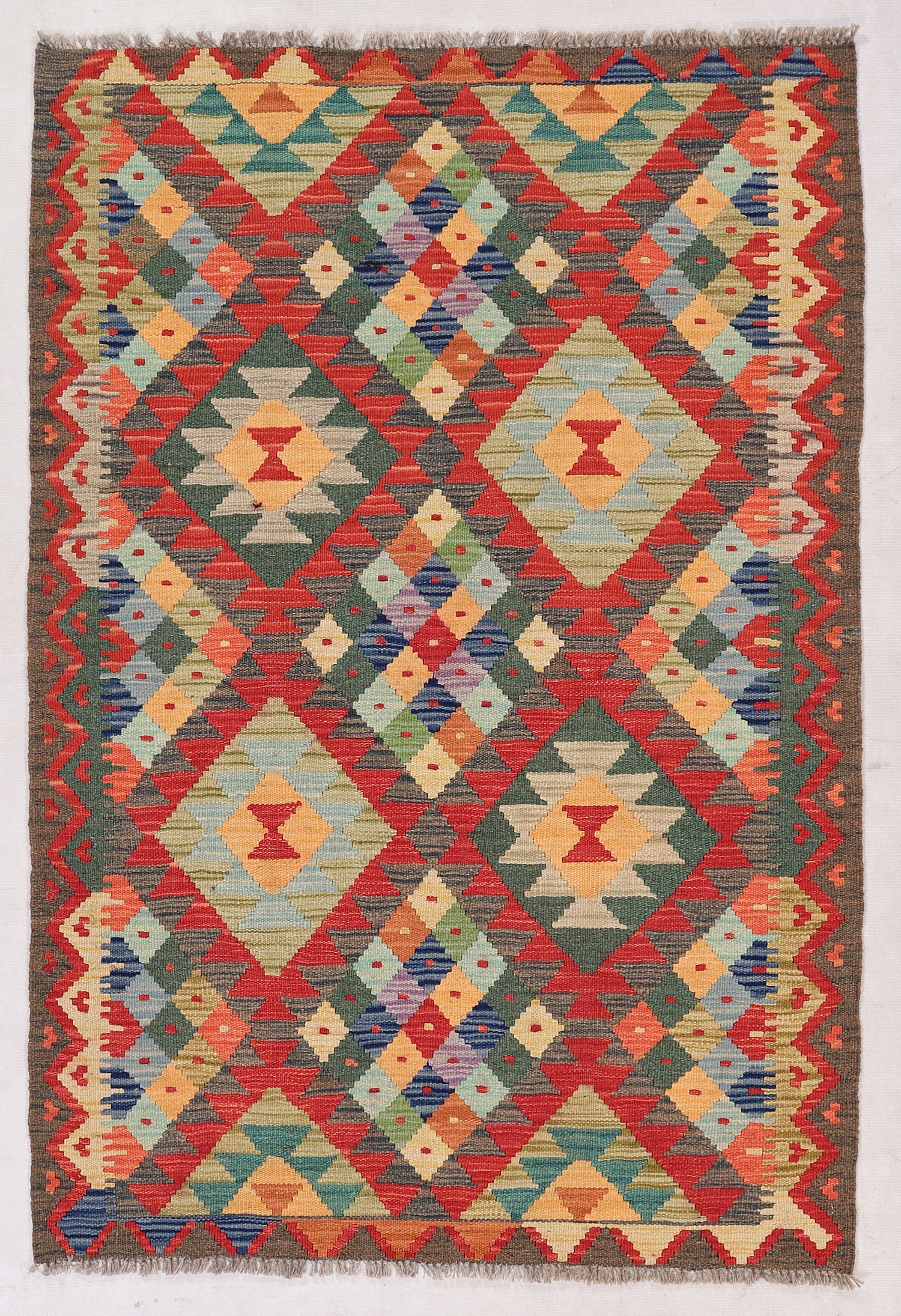 3' X 5' Multy Handmade Veggie Dye Kilim Rug Rectangular