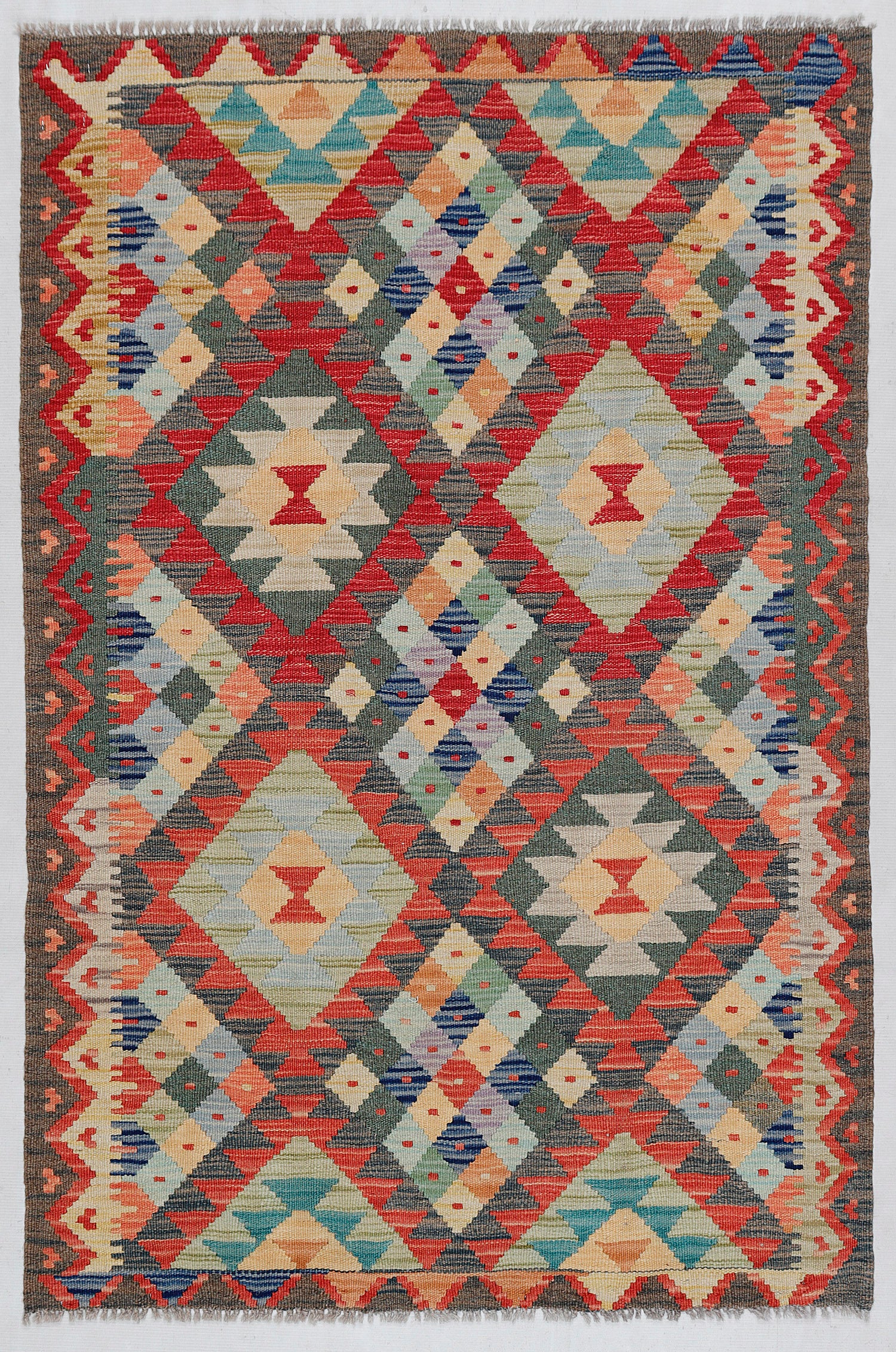 3' X 5' Multy Handmade Veggie Dye Kilim Rug Rectangular