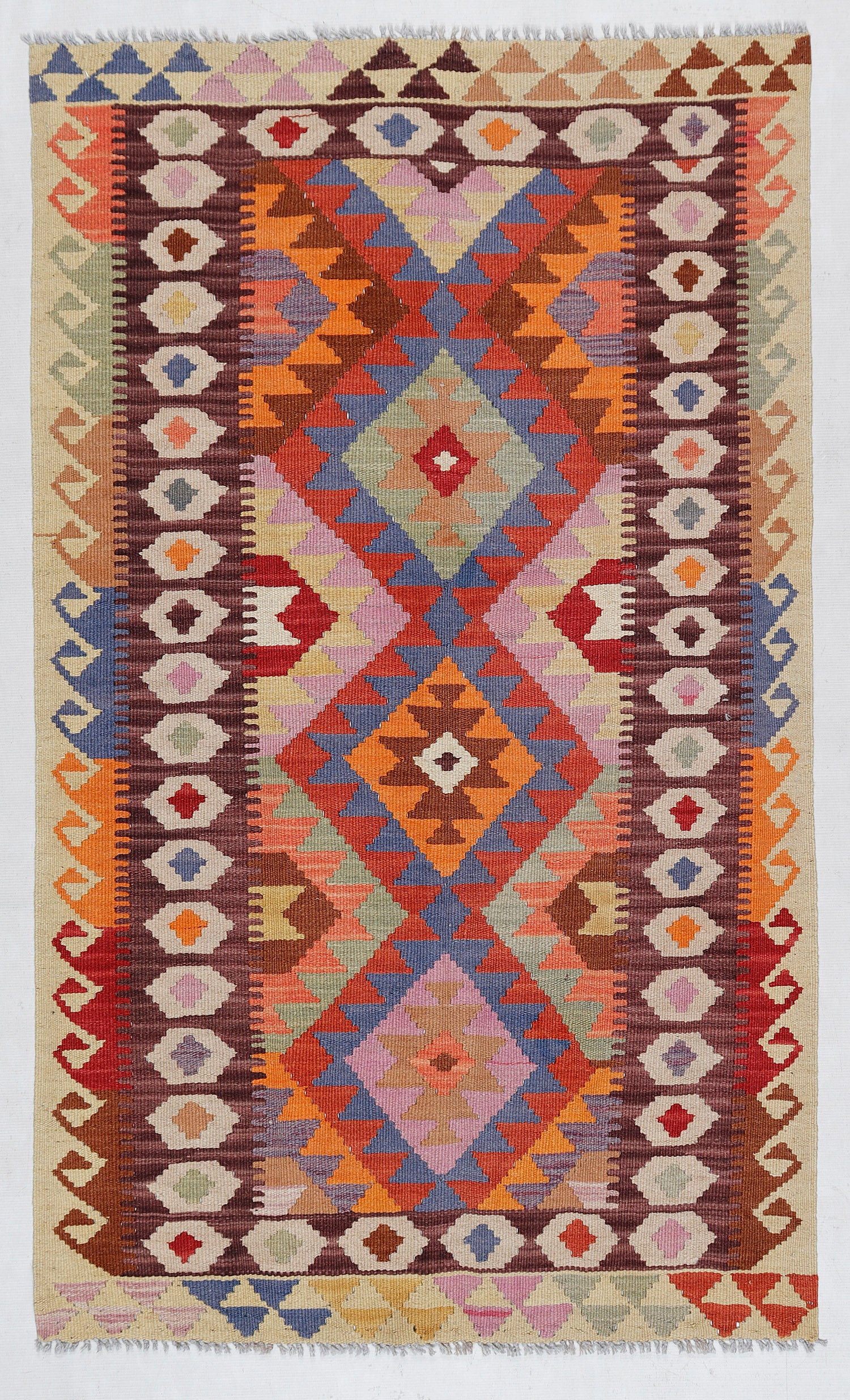3' X 5' Multy Handmade Veggie Dye Kilim Rug Rectangular