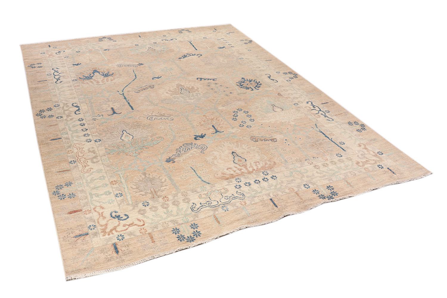 9' X 13' Gold Handmade Turkish Rug OUSHAK Rectangular