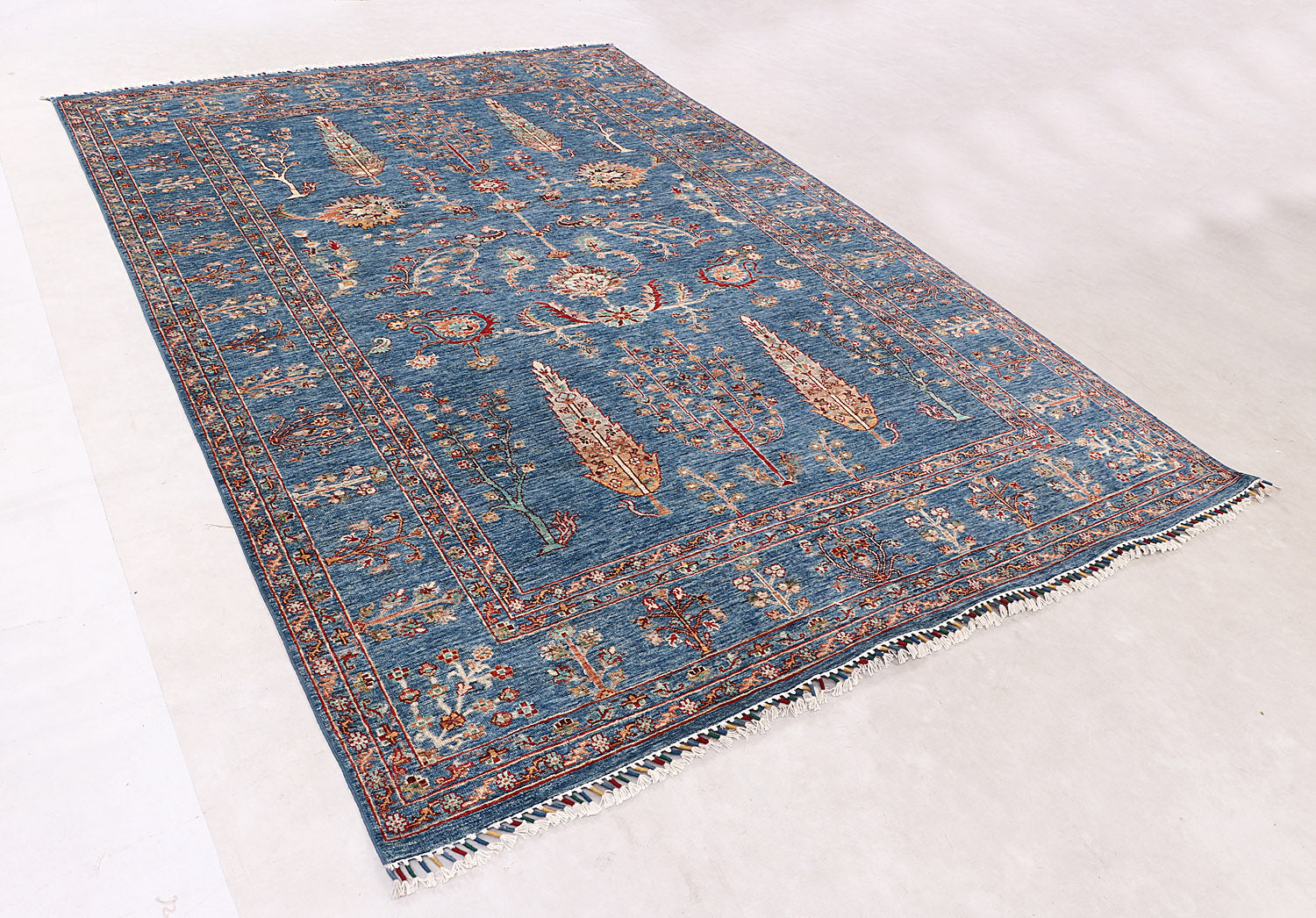 Sultani Persian Hand Knotted Wool Rug Blue 6'6" x 10'
