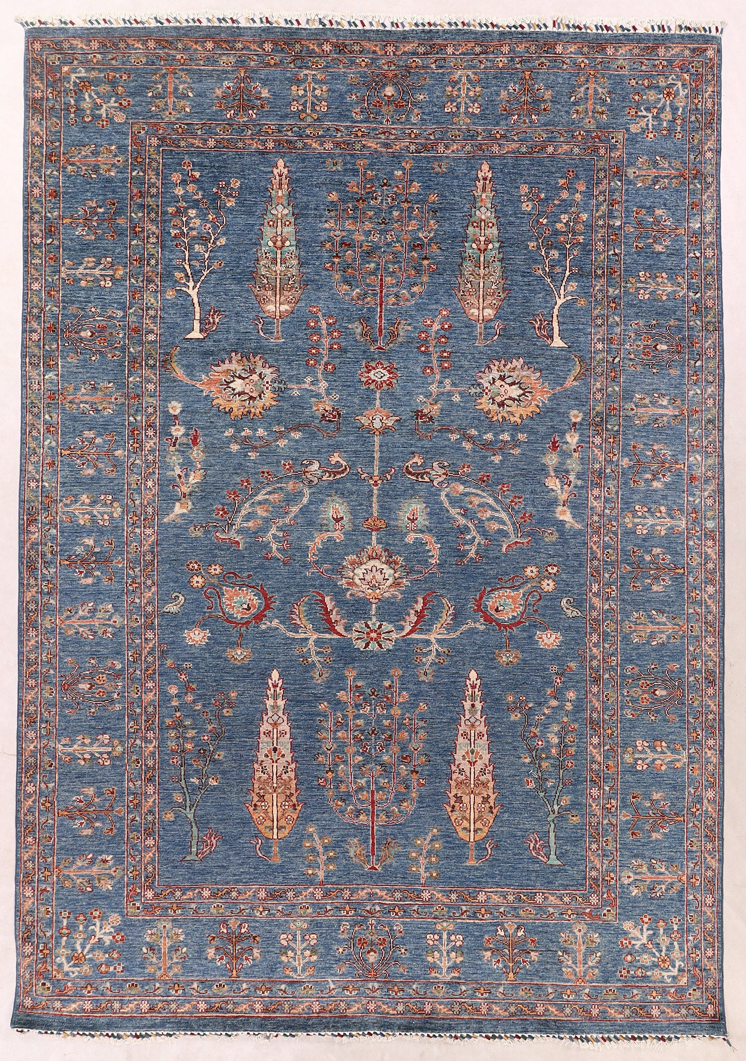 Sultani Persian Hand Knotted Wool Rug Blue 6'6" x 10'