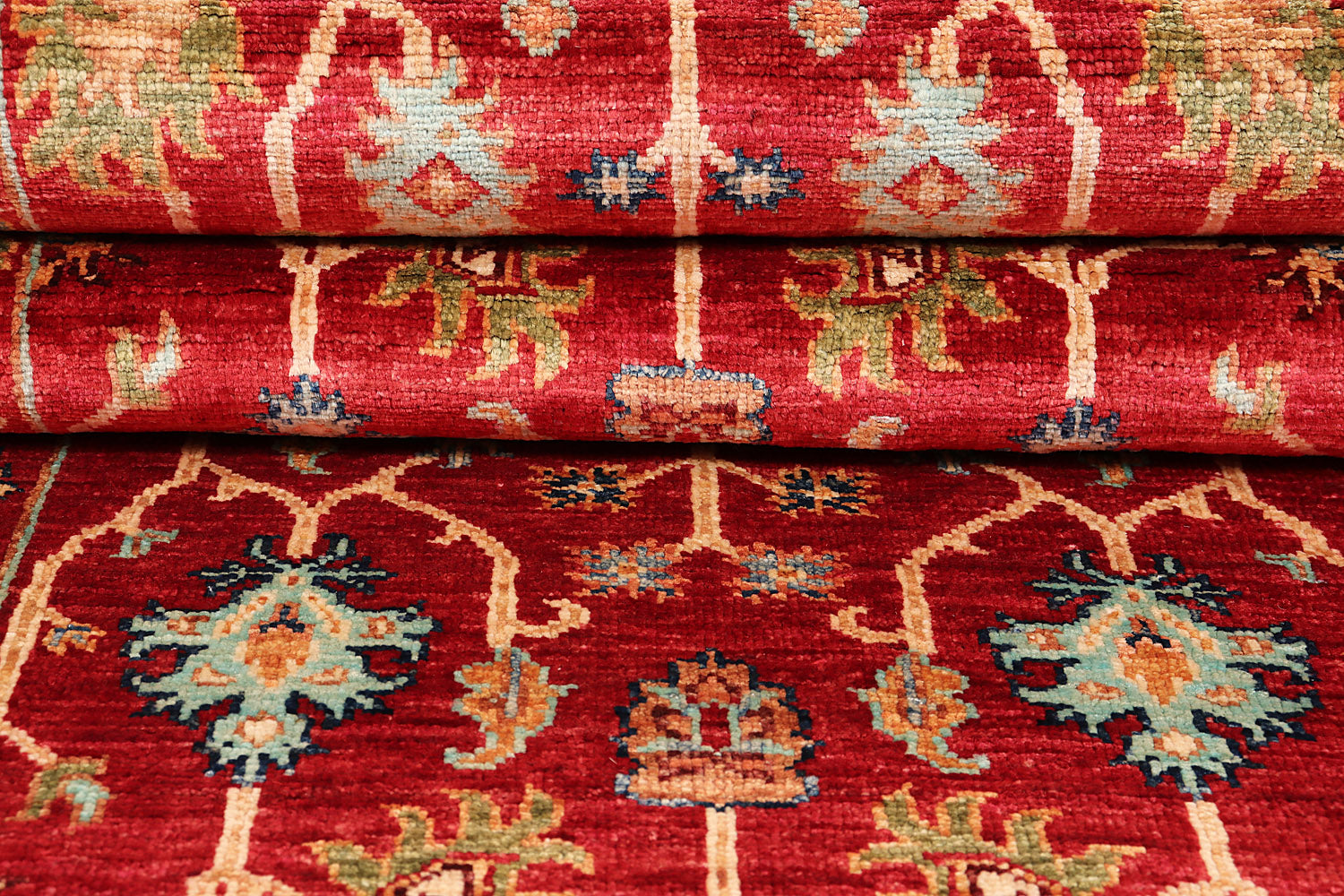 Sultani Persian Hand Knotted Wool Runner Red 2'6" x 8'