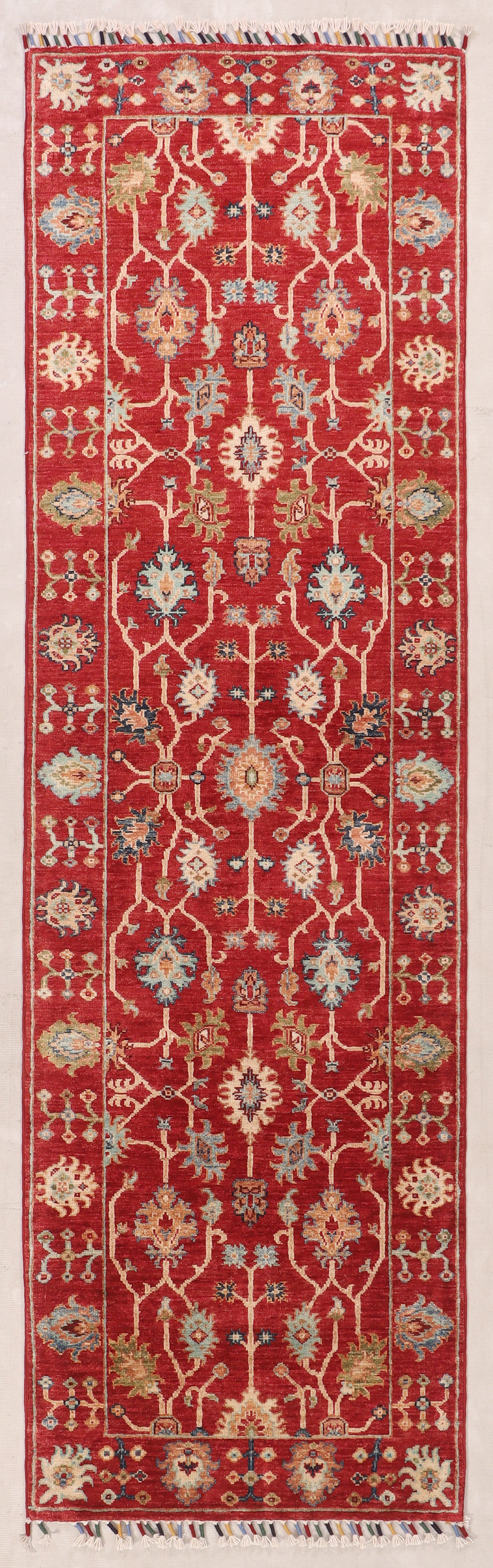 Sultani Persian Hand Knotted Wool Runner Red 2'6" x 8'