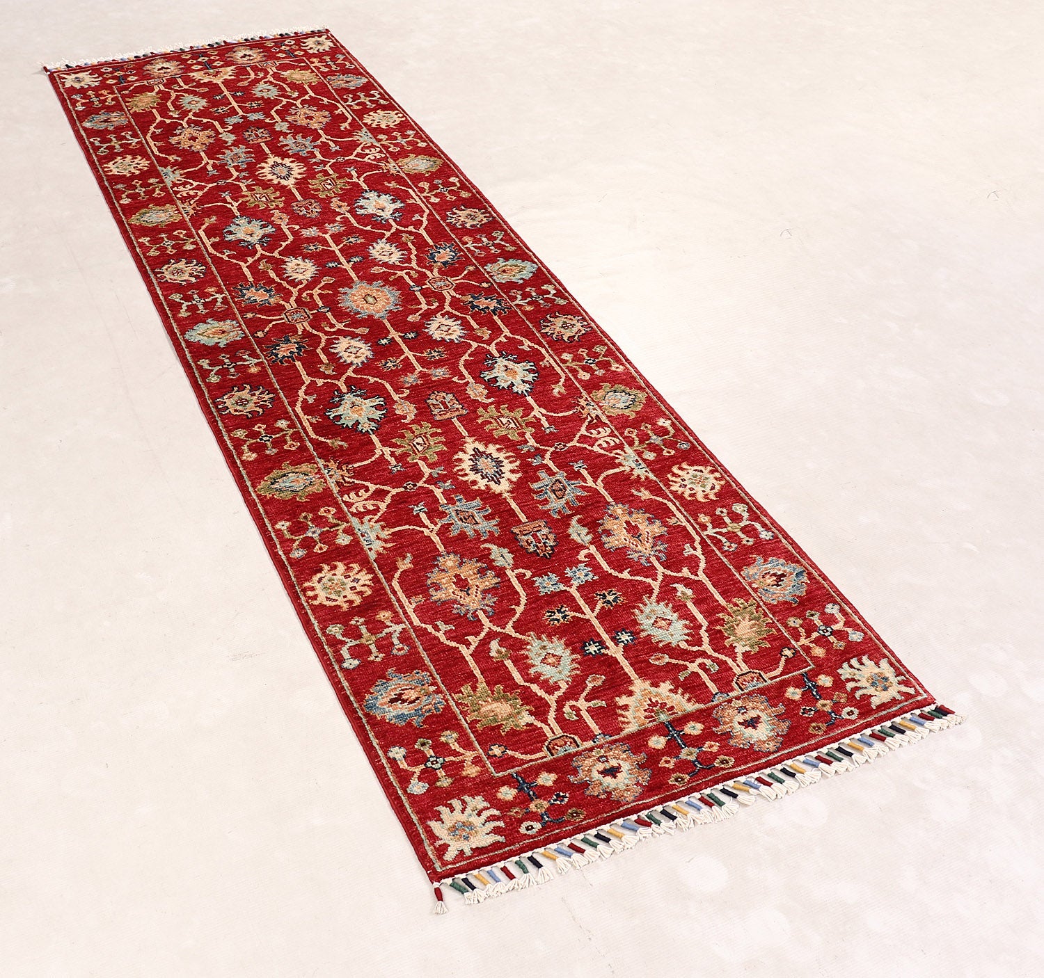 Sultani Persian Hand Knotted Wool Runner Red 2'6" x 8'