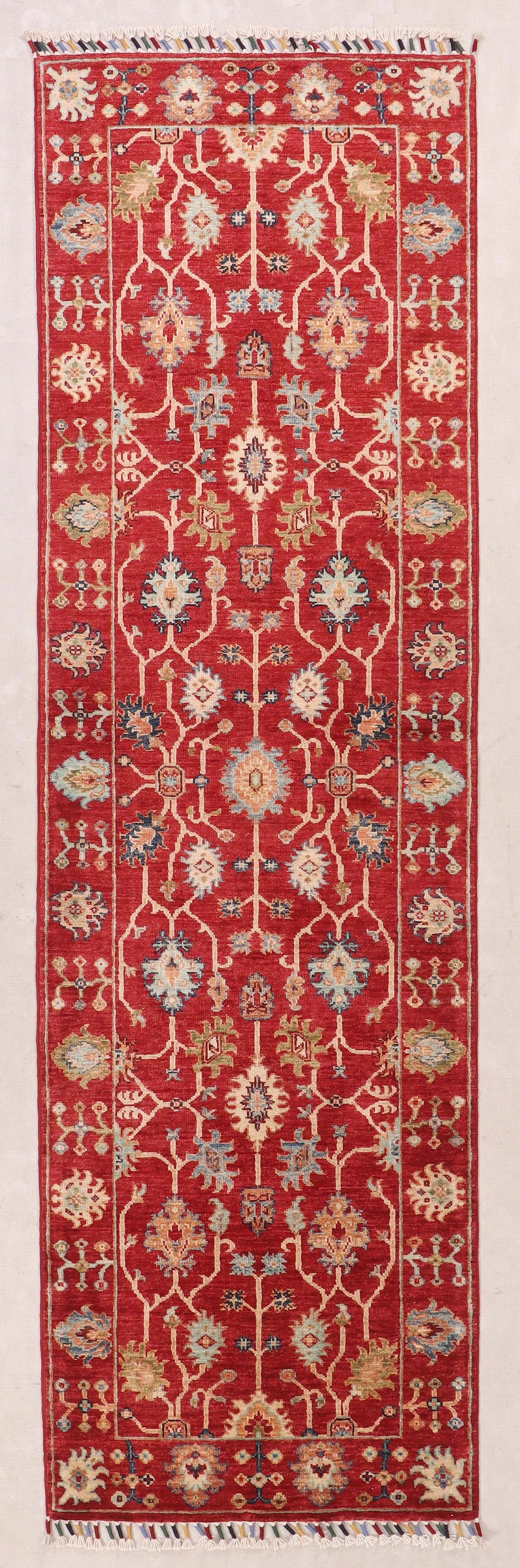 Sultani Persian Hand Knotted Wool Runner Red 2'6" x 8'