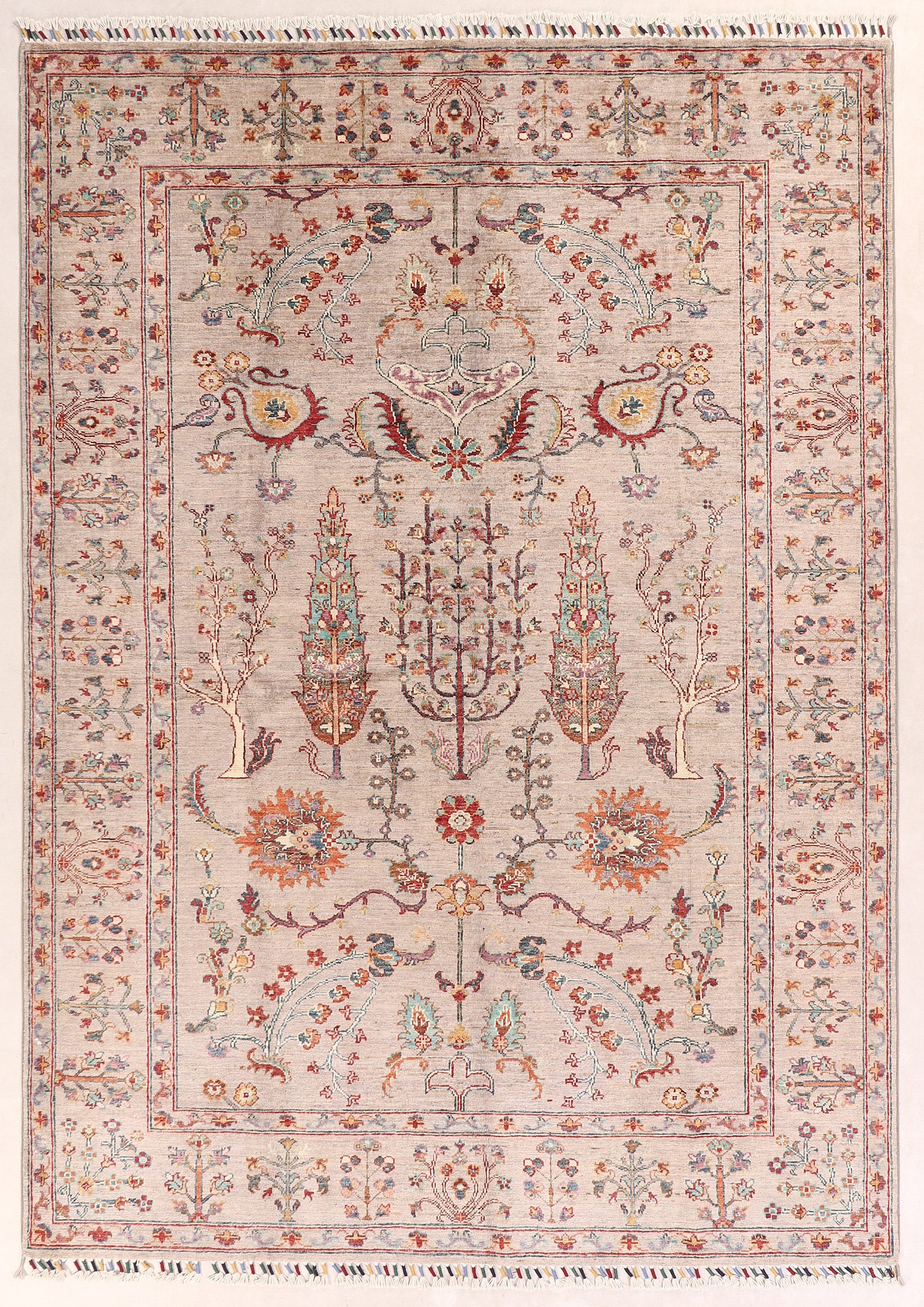Sultani Persian Hand Knotted Wool Rug Gray 5'6" x 8'