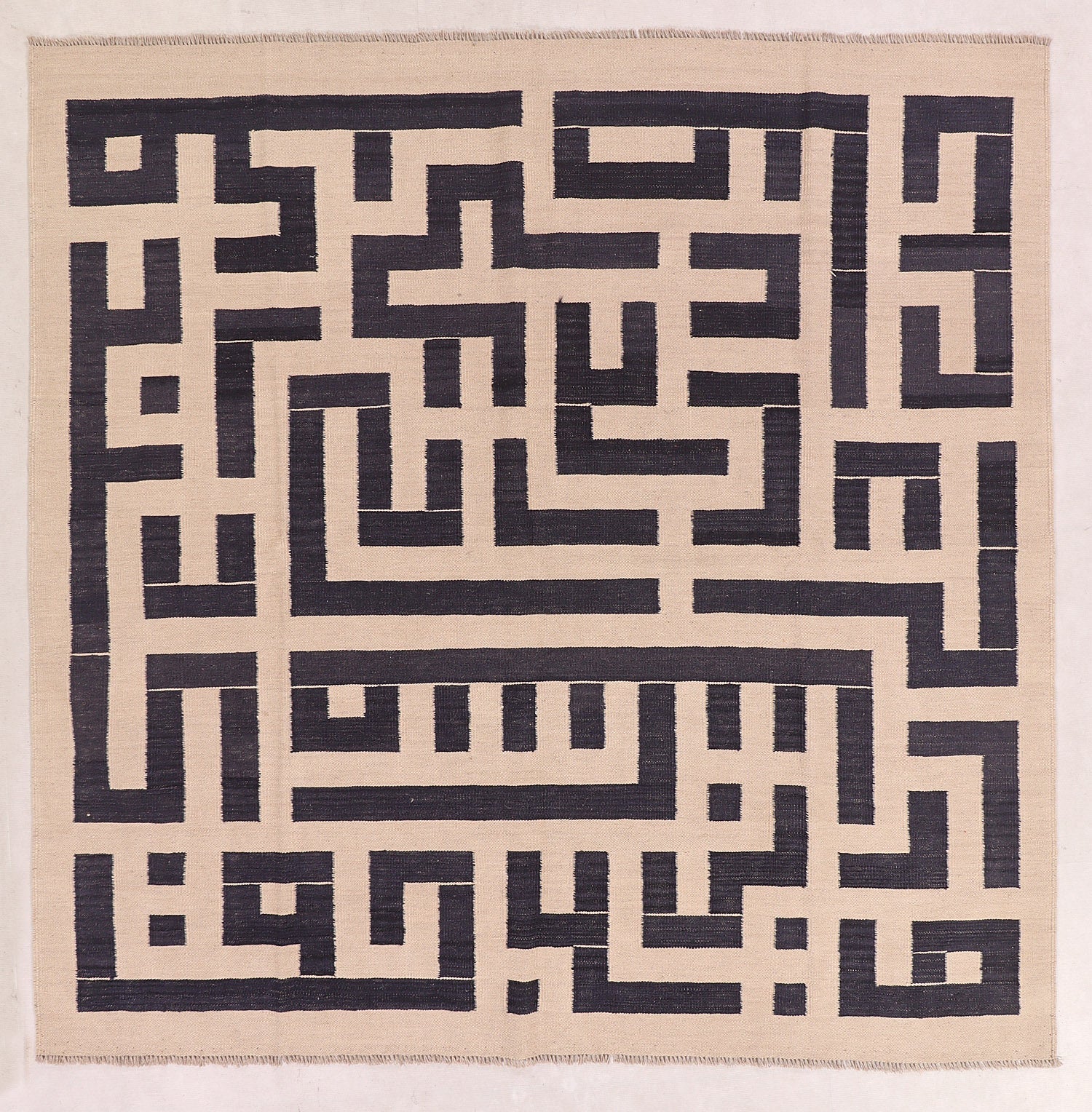 6' 6" X 6' 6" L.brown Handmade Modern Kilim Rug Square
