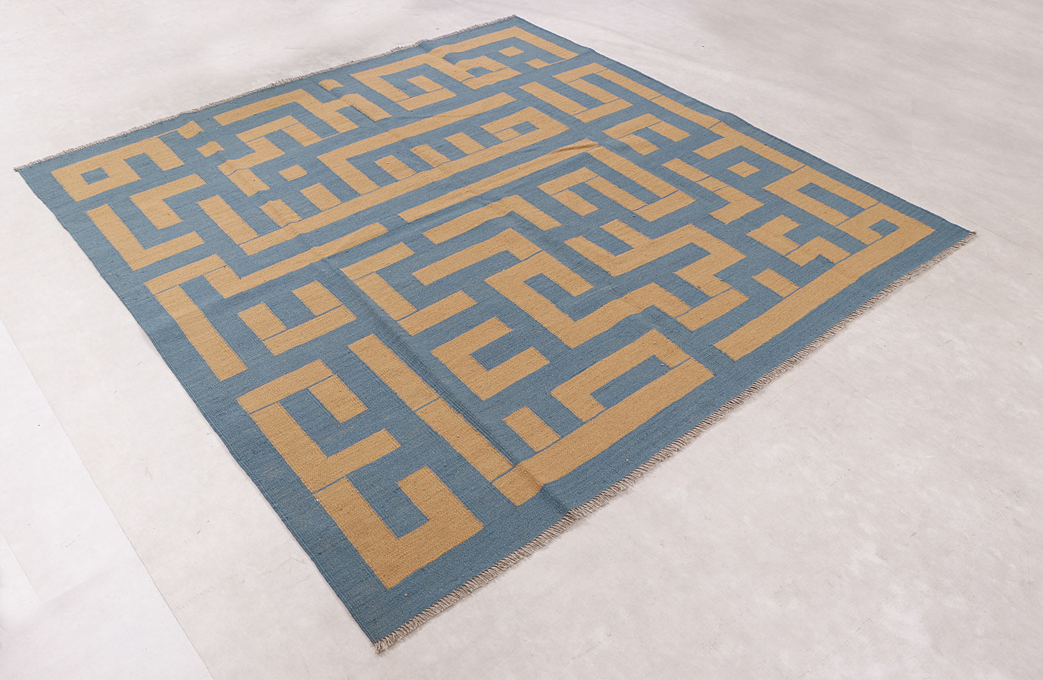 6' 6" X 6' 6" Blue Handmade Modern Kilim Rug Square