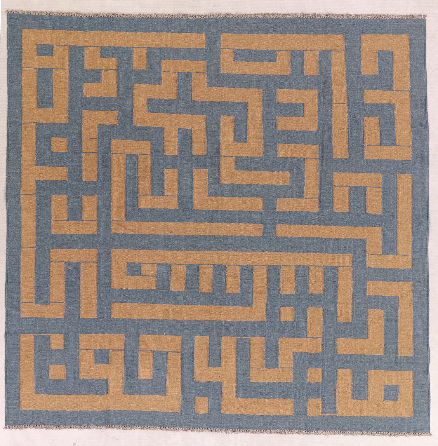 6' 6" X 6' 6" Blue Handmade Modern Kilim Rug Square