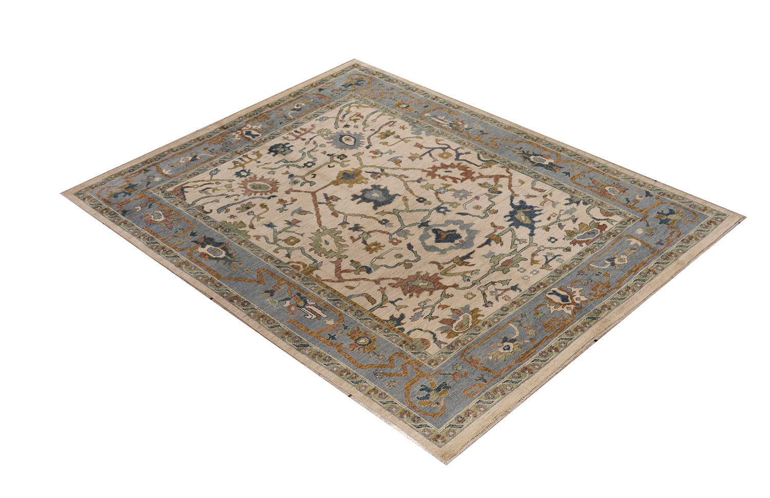 8' X 10' Ivory Handmade Turkish Rug OUSHAK Rectangular