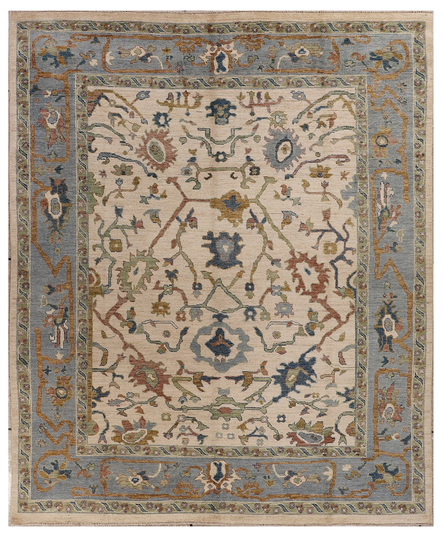 8' X 10' Ivory Handmade Turkish Rug OUSHAK Rectangular