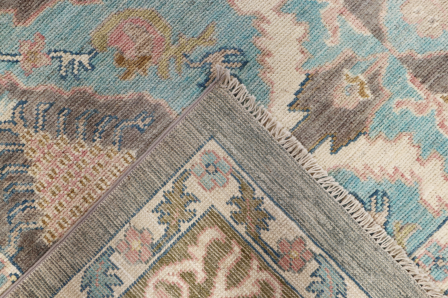 Oushak Turkish Hand Knotted Wool Rug Gray 10' x 14'