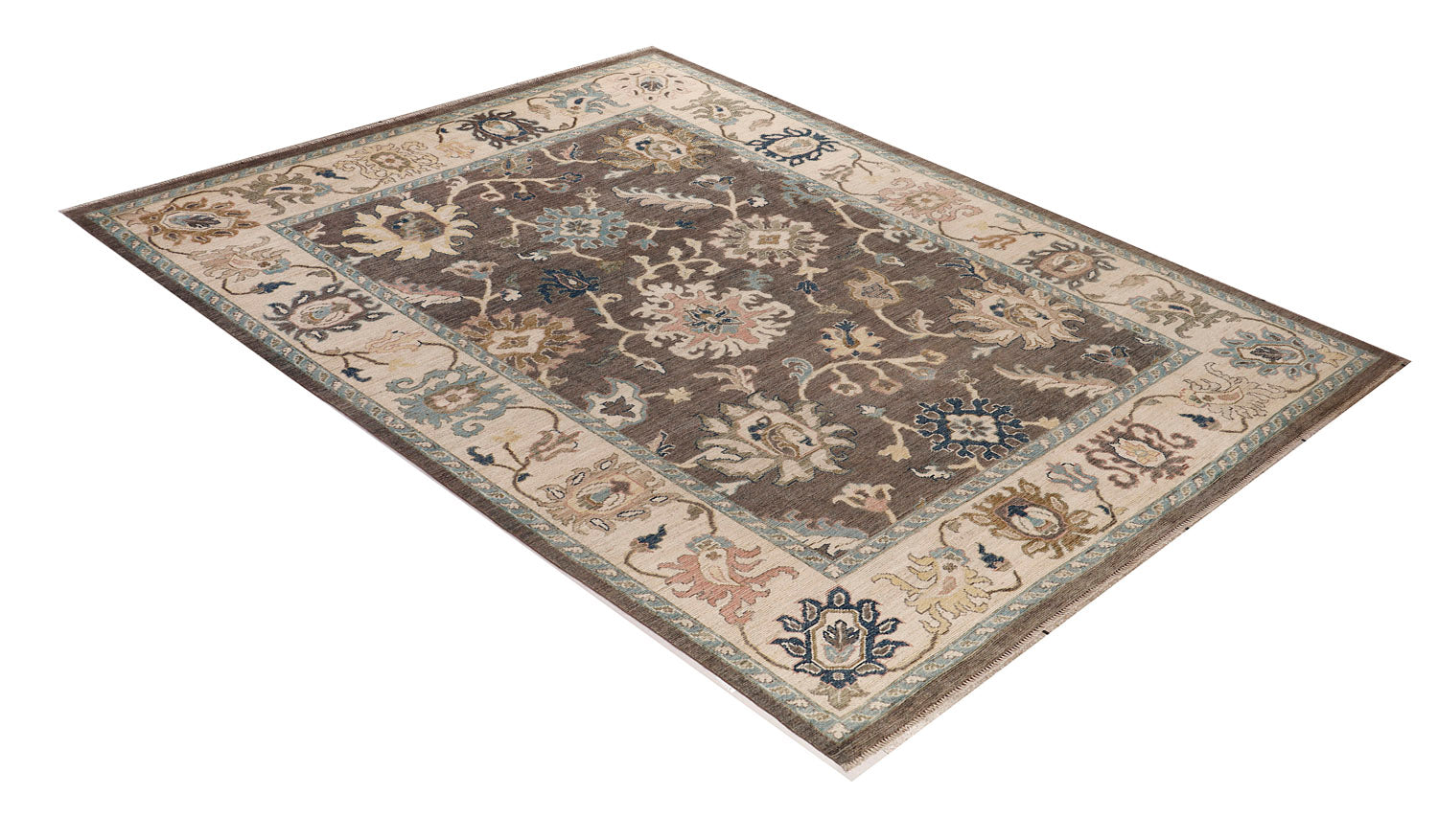 10' X 13' Gray Handmade Turkish Rug OUSHAK Rectangular