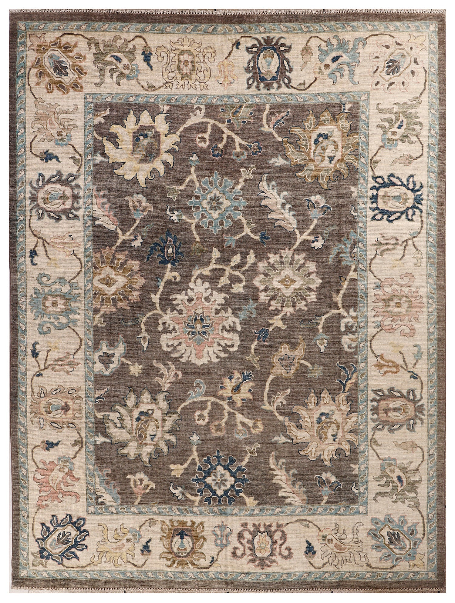 Oushak Turkish Hand Knotted Wool Rug Gray 10' x 13'