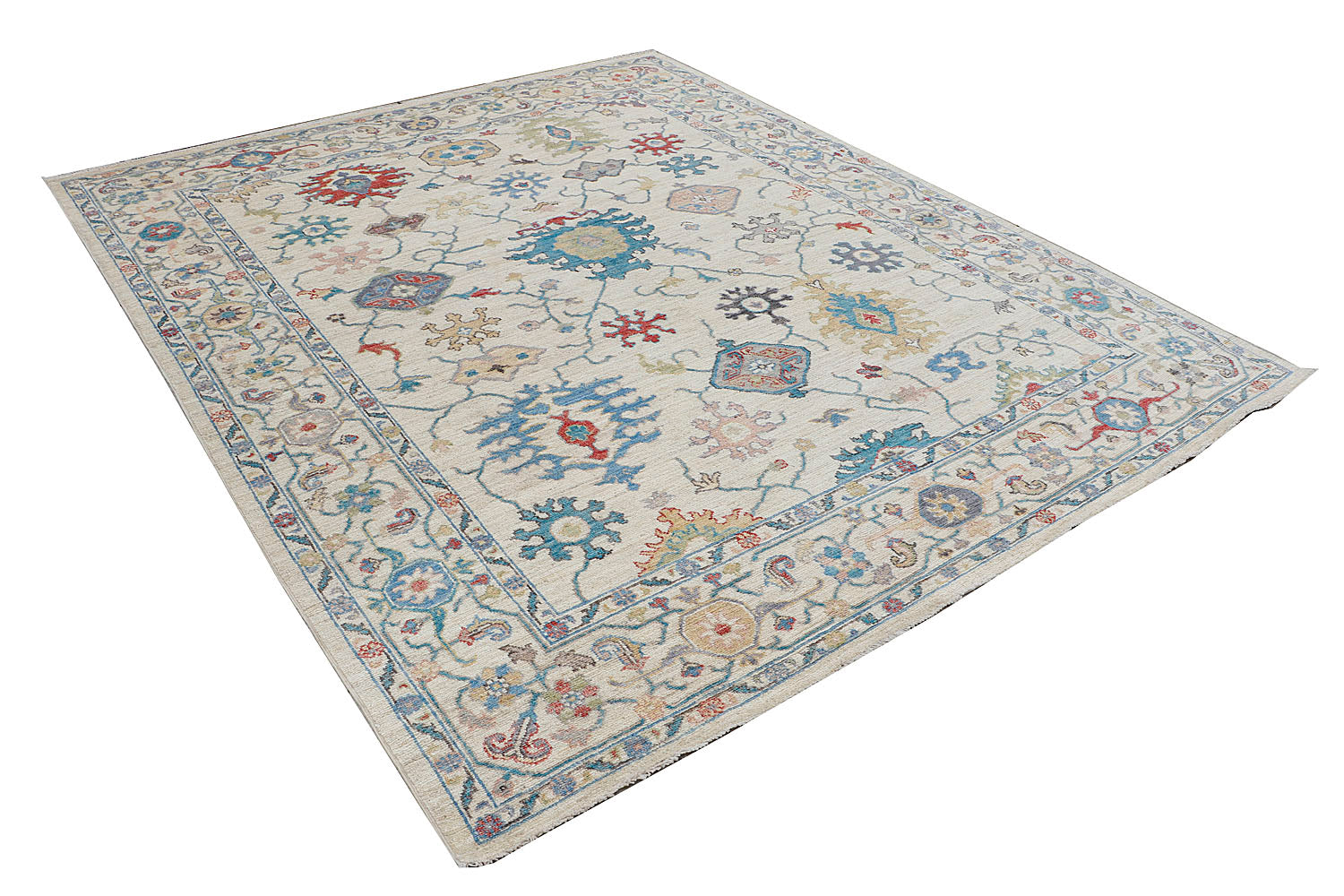 8' X 10' Ivory Handmade Turkish Rug OUSHAK Rectangular