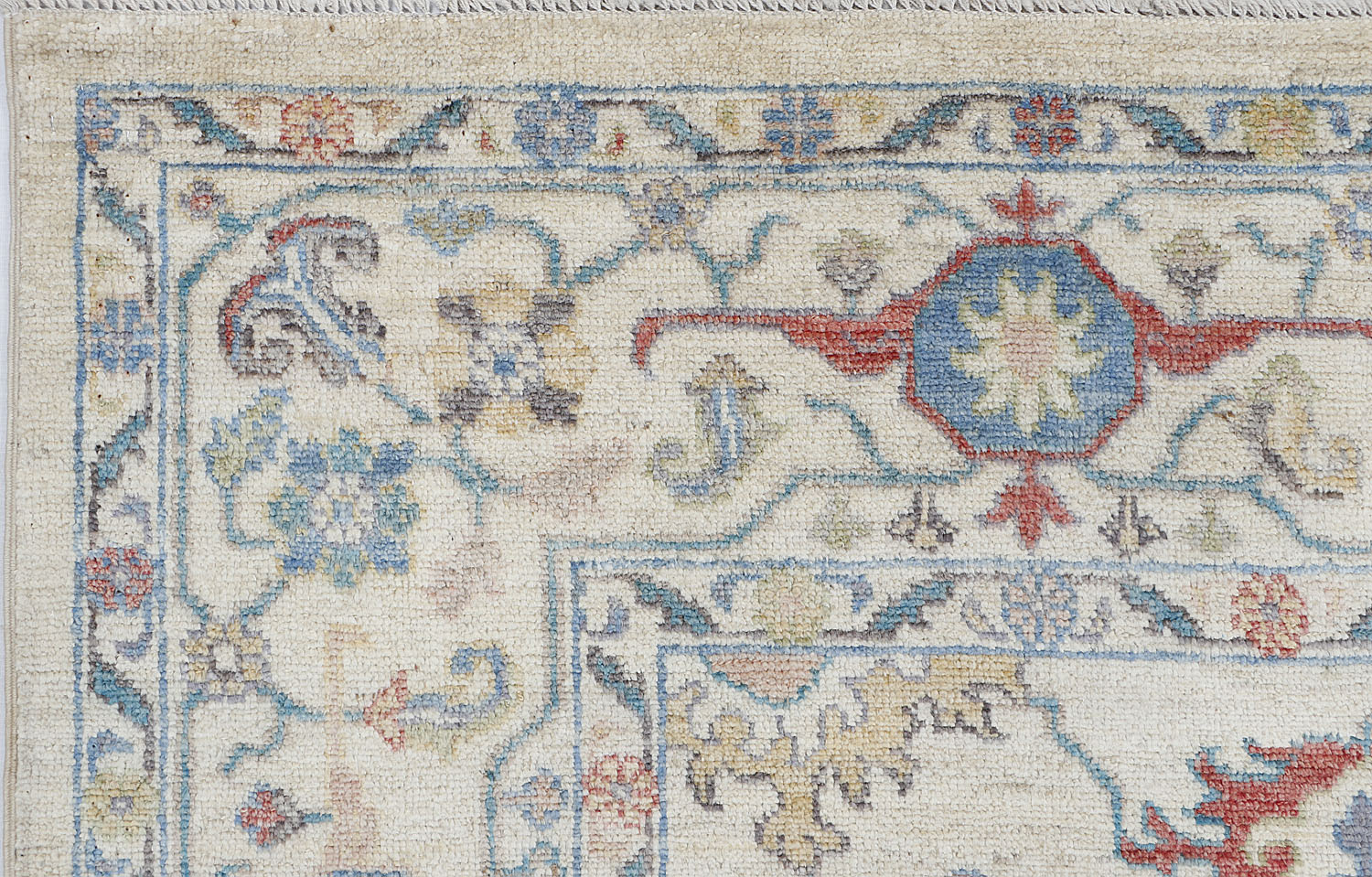 8' X 10' Ivory Handmade Turkish Rug OUSHAK Rectangular