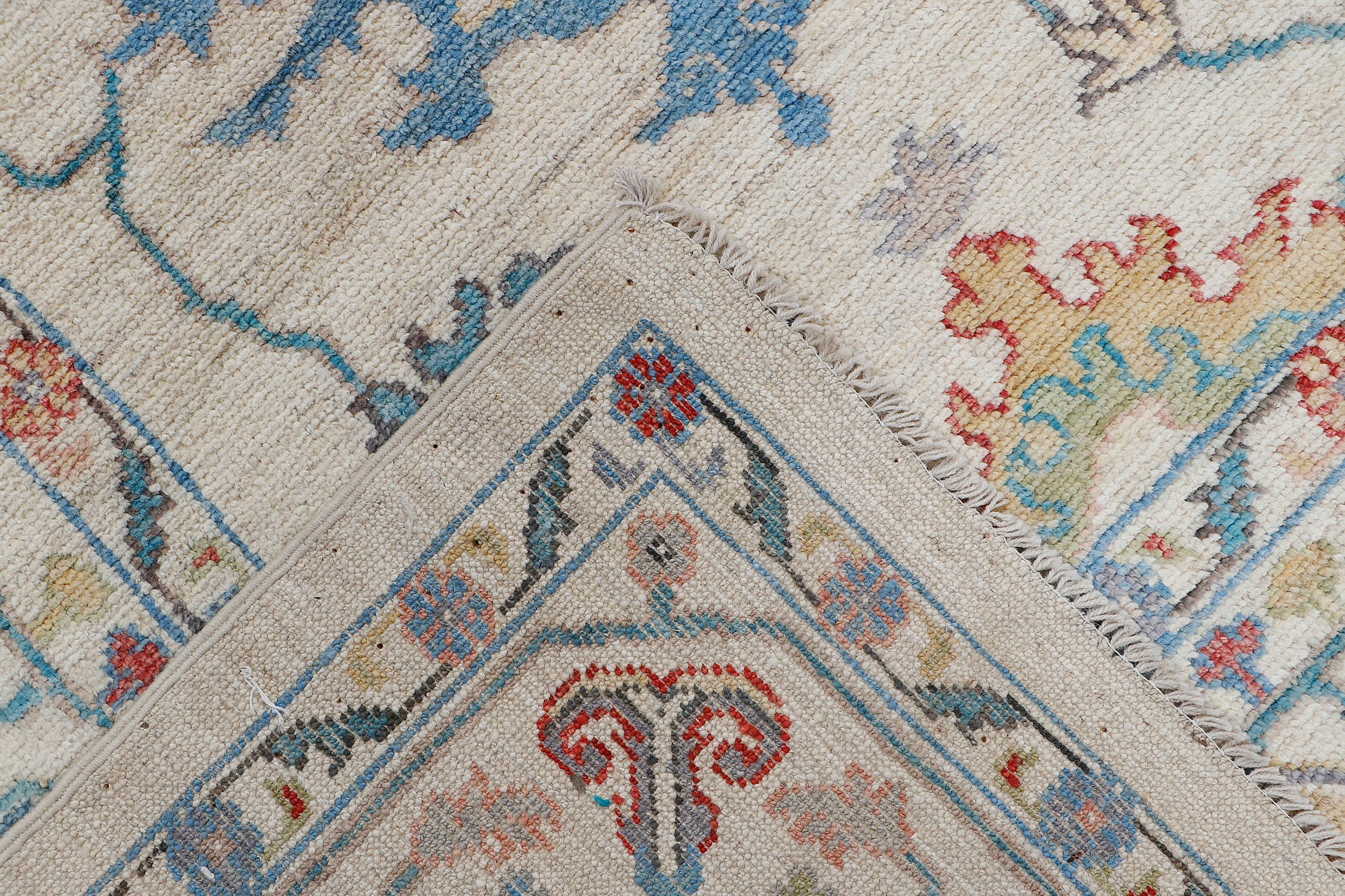 8' X 10' Ivory Handmade Turkish Rug OUSHAK Rectangular