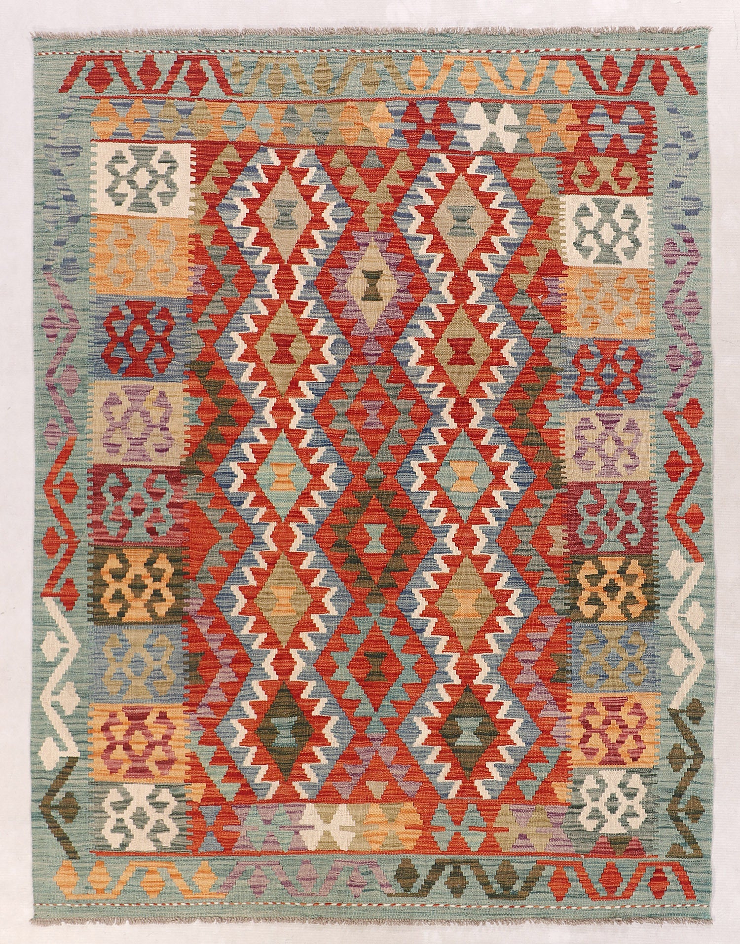 4' 6" x 6' 6 Multy Handmade Veggie Dye Kilim Rug Rectangular